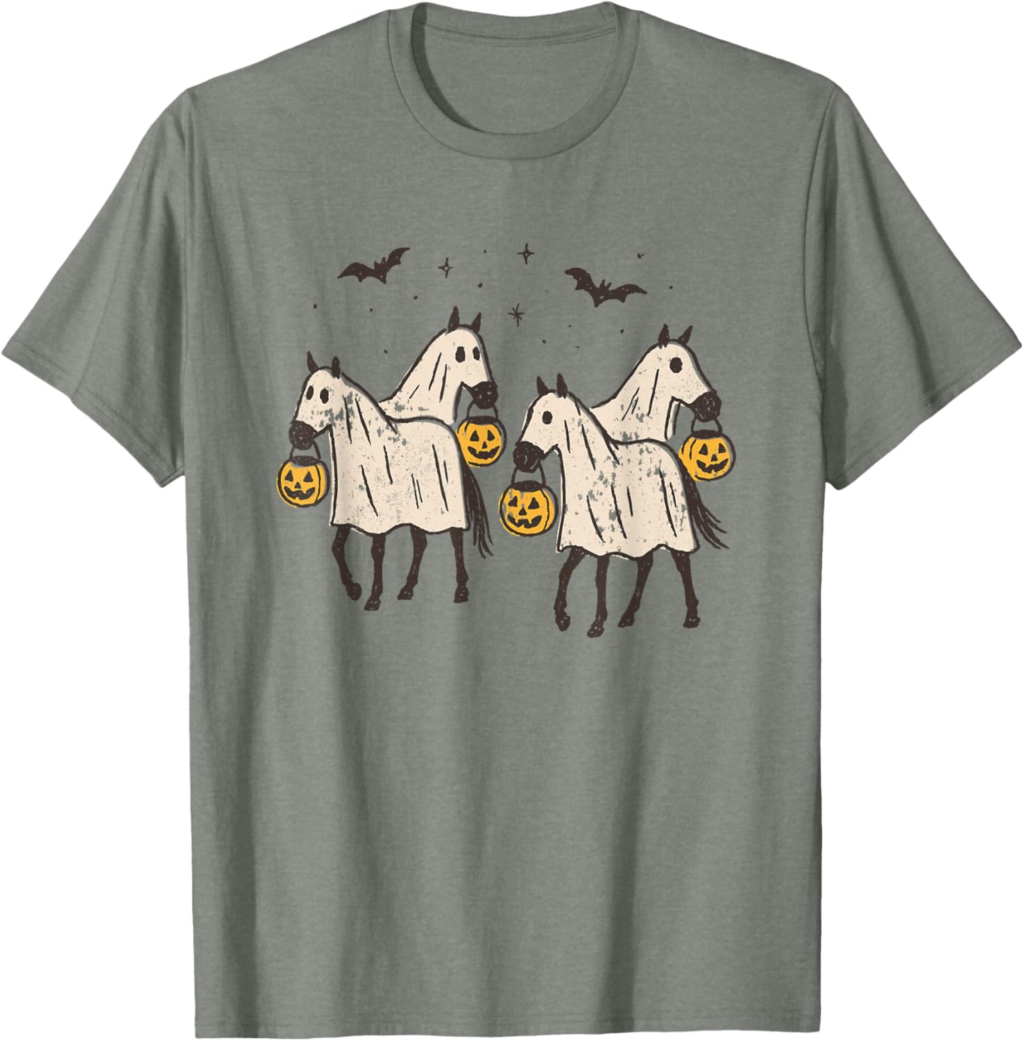 Cute Ghost Horses Halloween Trick or Treat T-Shirt for Kids and Adults - 5
