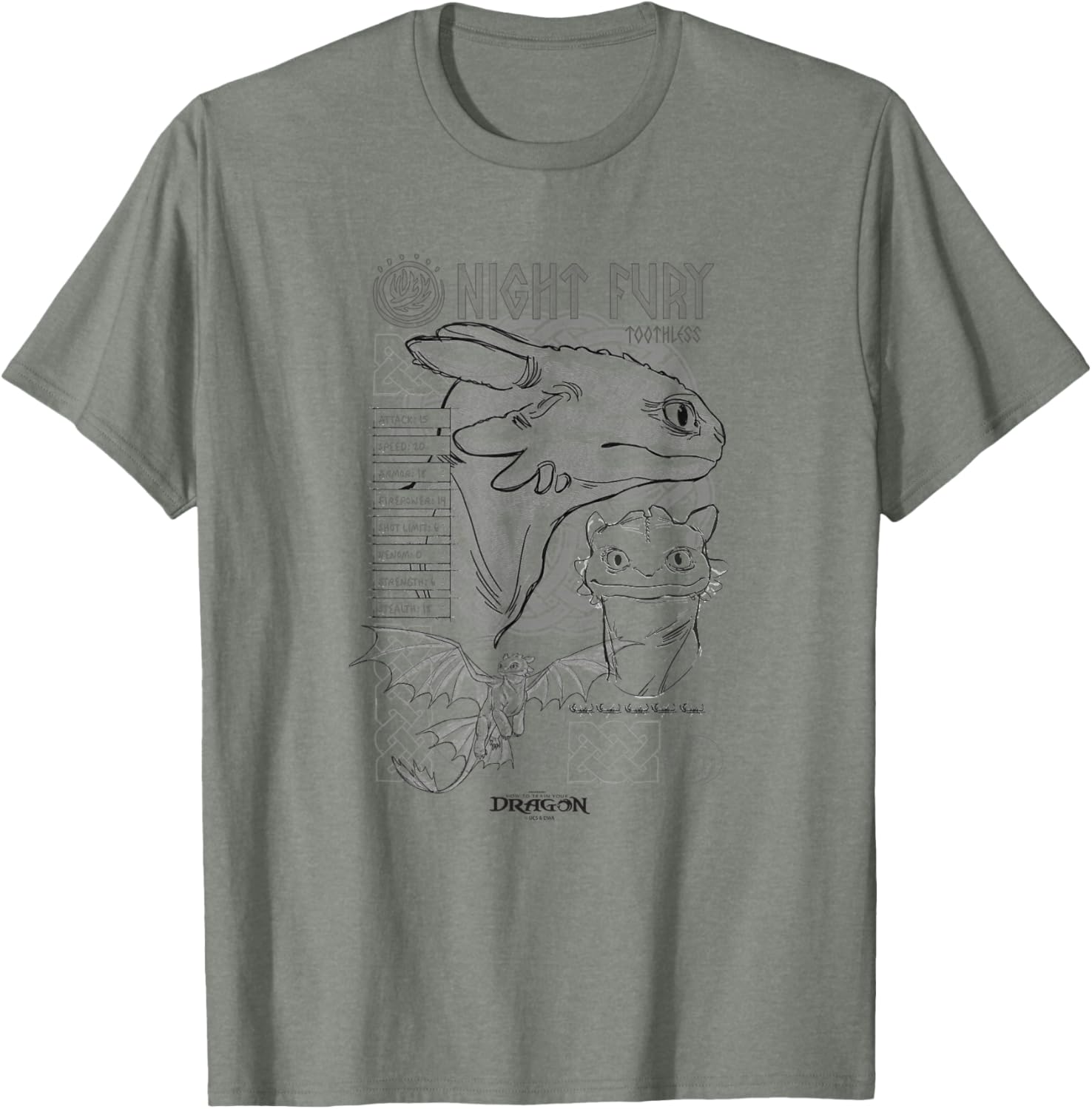 DreamWorks Dragons Toothless Night Fury Sketch T-Shirt for Fans - 20