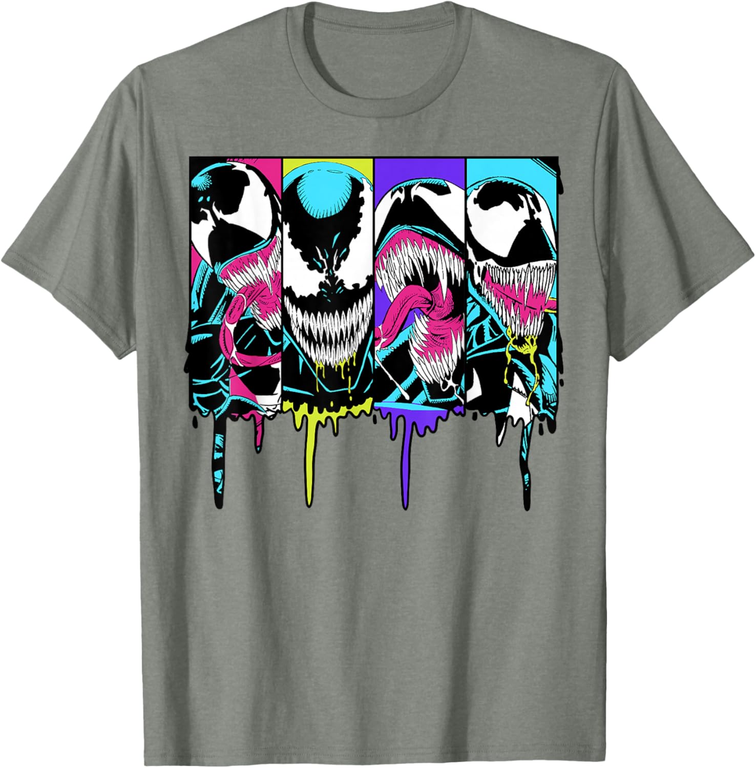 Colorful Marvel Venom Dripping Comic Panel T-Shirt for Fans and Collectors - 7