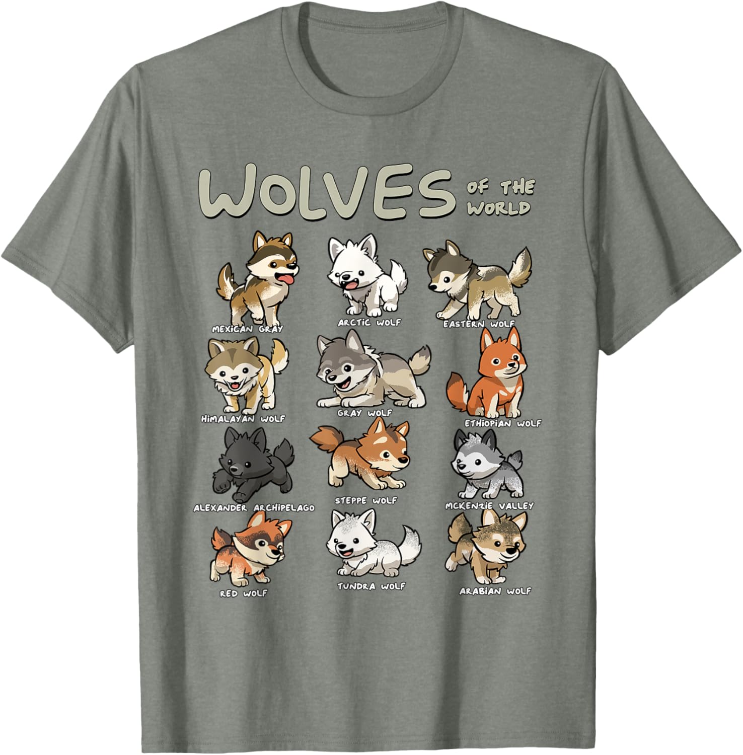 Charming Chibi Wolf T-Shirt for Animal Lovers - Cute Wolves Design - 5