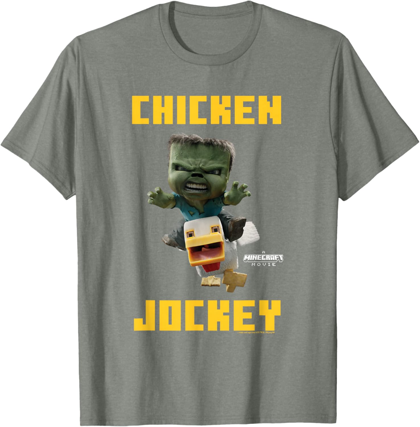 Minecraft Chicken Jockey Baby Zombie Logo T-Shirt for Gamers - 14