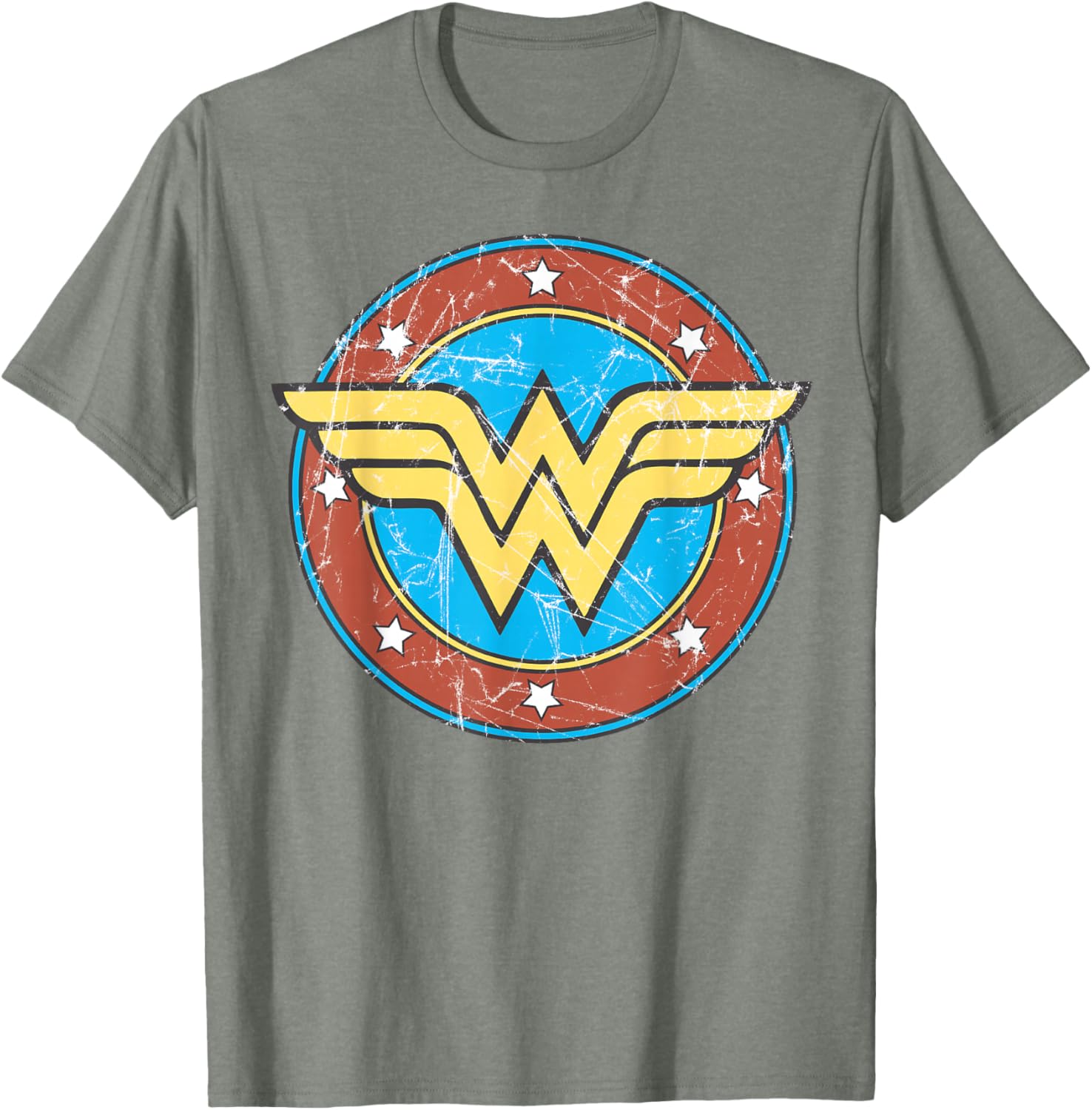 DC Wonder Woman Distressed Logo Circle T-Shirt for Superhero Fans - 8