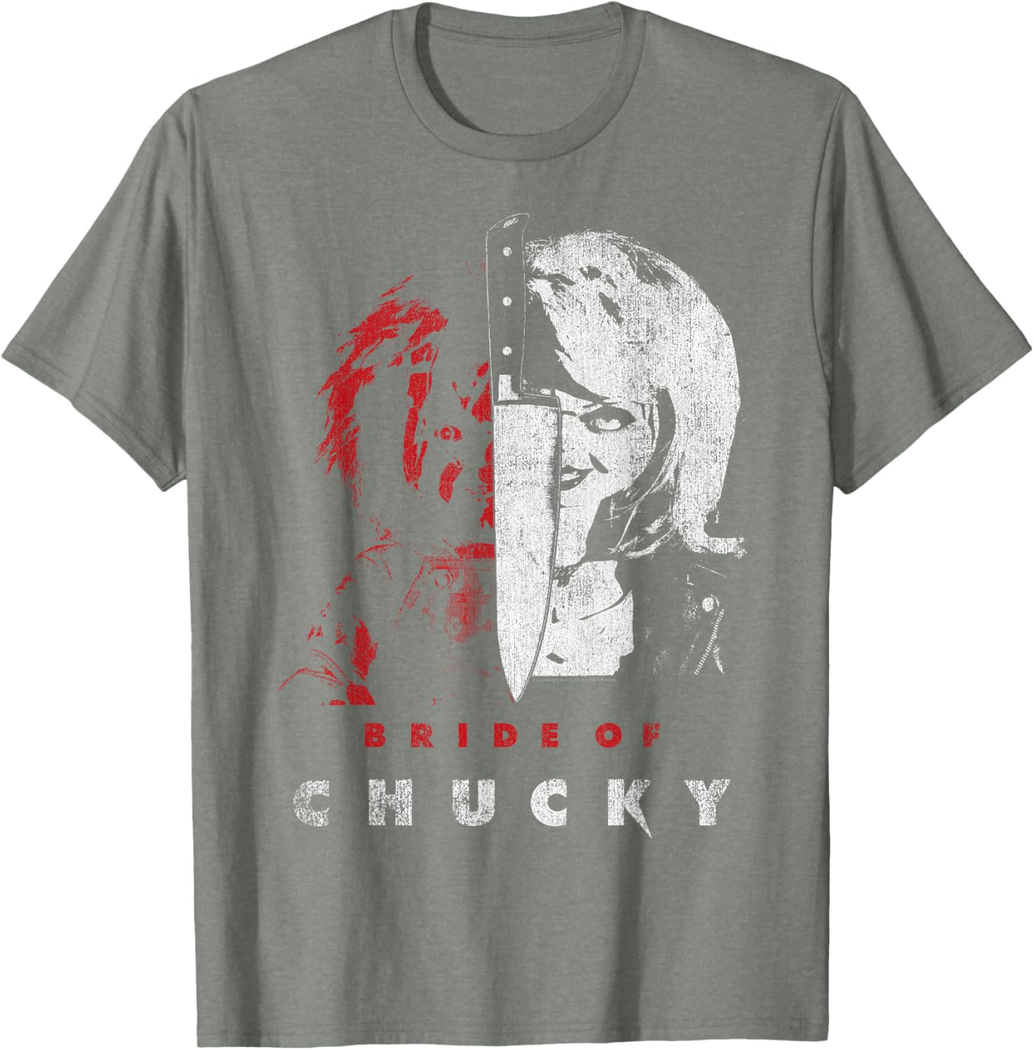 Child's Play Bride of Chucky Split Portrait T-Shirt for Horror Fans - 6