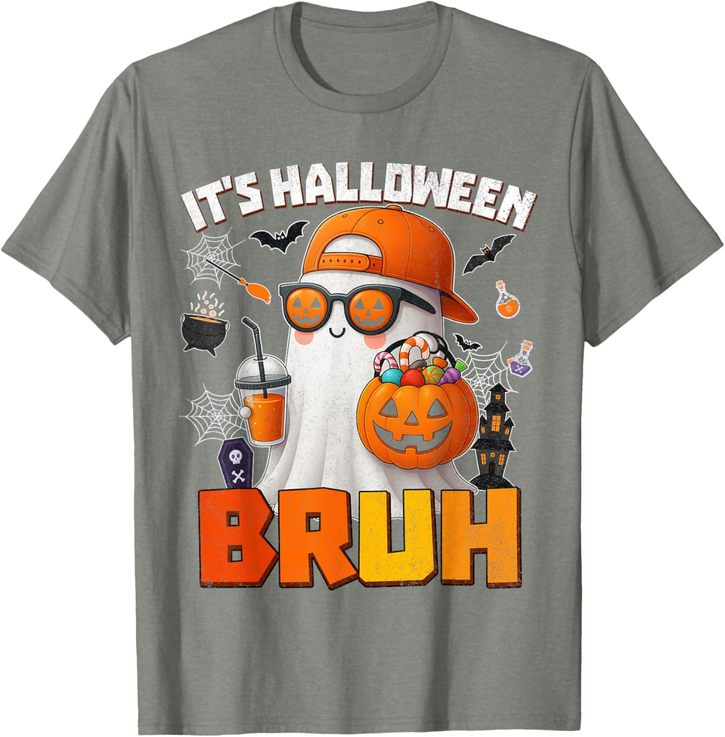 Funny Halloween Boo Ghost Pumpkin Costume T-Shirt for Kids and Men - 16