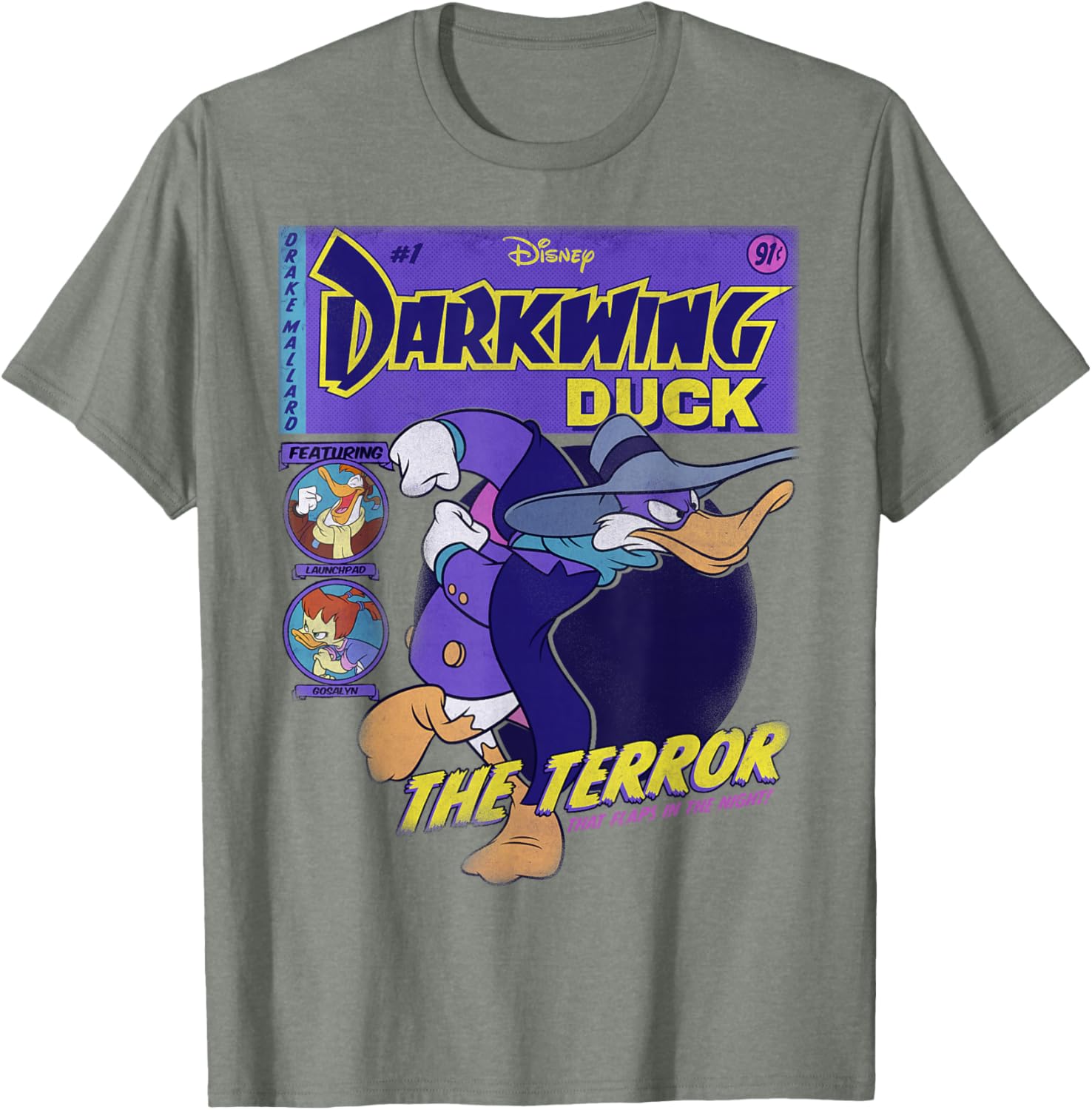 Disney Darkwing Duck Black T-Shirt for Adults Classic Fit Crew Neck - 2