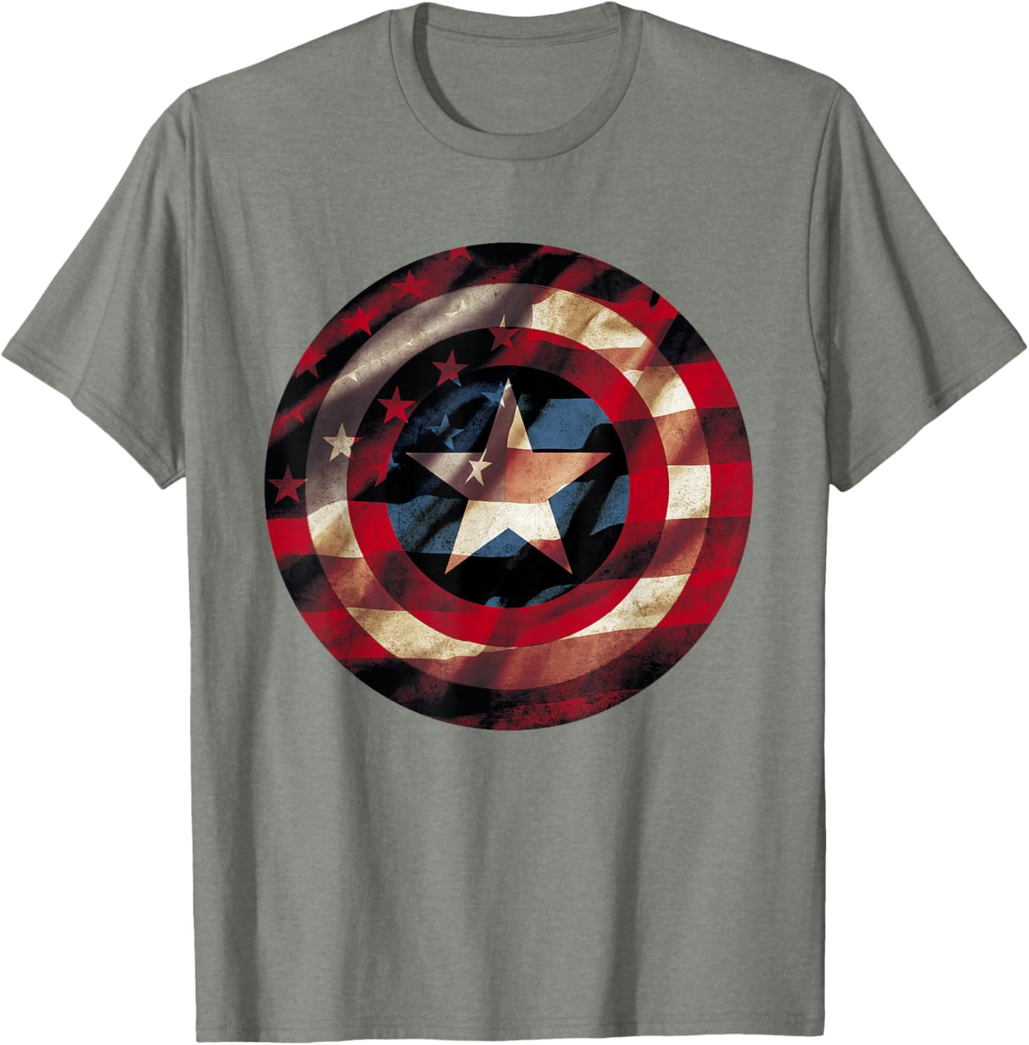 Captain America Graphic T-Shirt with Flag Fill Shield Design for Fans - 1