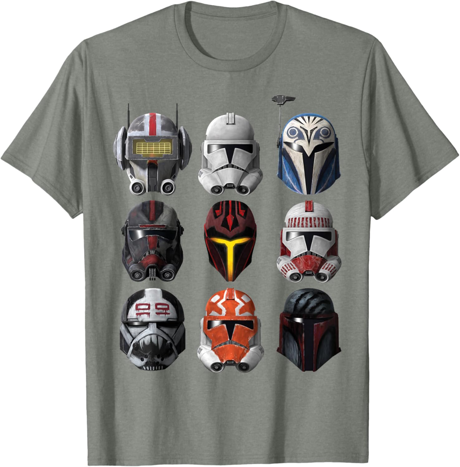 Star Wars Clone Wars Helmets T-Shirt for Fans and Collectors - 7
