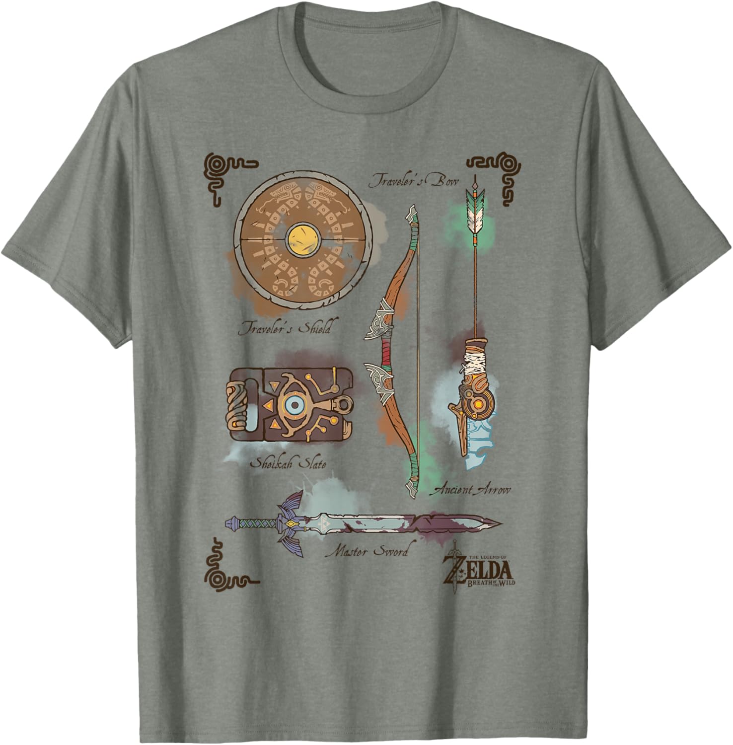 Zelda Breath of the Wild Link Inventory Graphic T-Shirt for Fans - 3