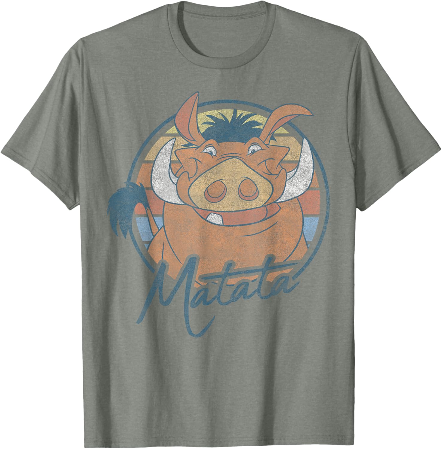 Disney The Lion King Pumbaa Matata Text Portrait T-Shirt for Kids and Adults - 2