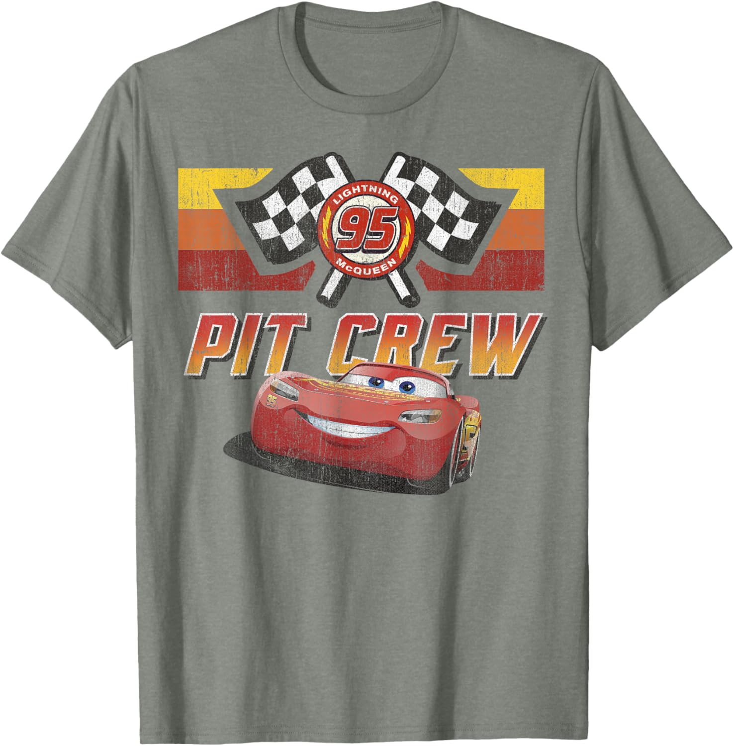 Disney Pixar Cars McQueen Red Distressed T-Shirt for Kids and Adults - 7