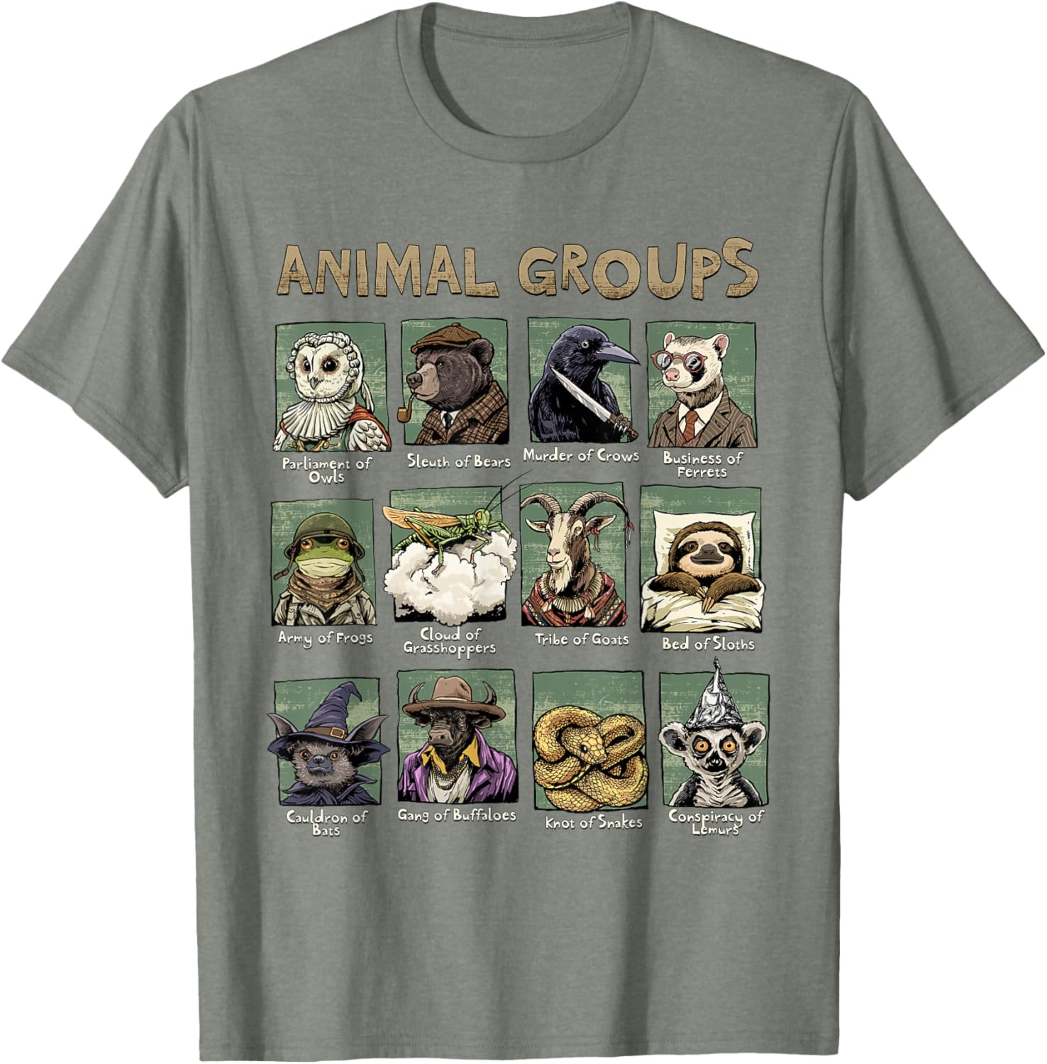 Animal Groups Unveiled T-Shirt - Fun Educational Wildlife Design - 11