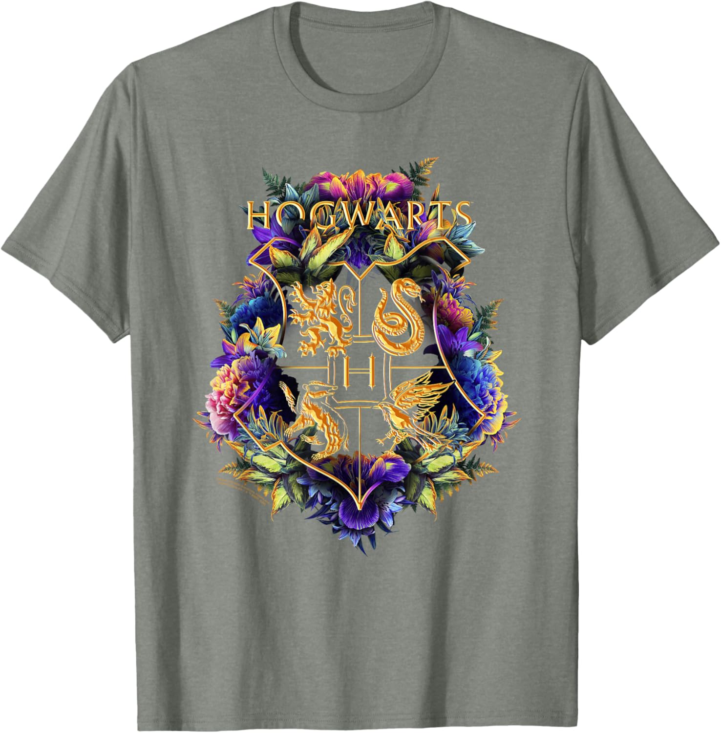 Harry Potter Hogwarts Floral Crest Long Sleeve T-Shirt for Fans - 8