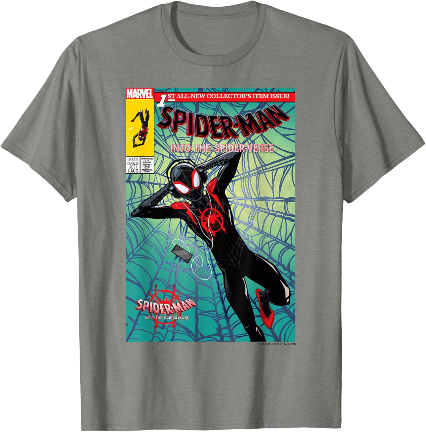 Classic Marvel Spider-Man Crew Neck T-Shirt Black 100% Cotton for Fans - 9