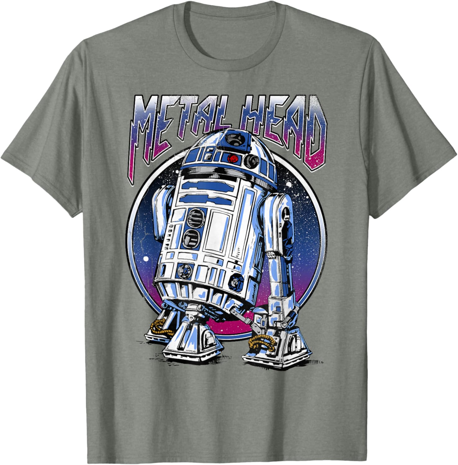 Vintage Star Wars R2D2 Metal Head T-Shirt for Disney Fans - 3
