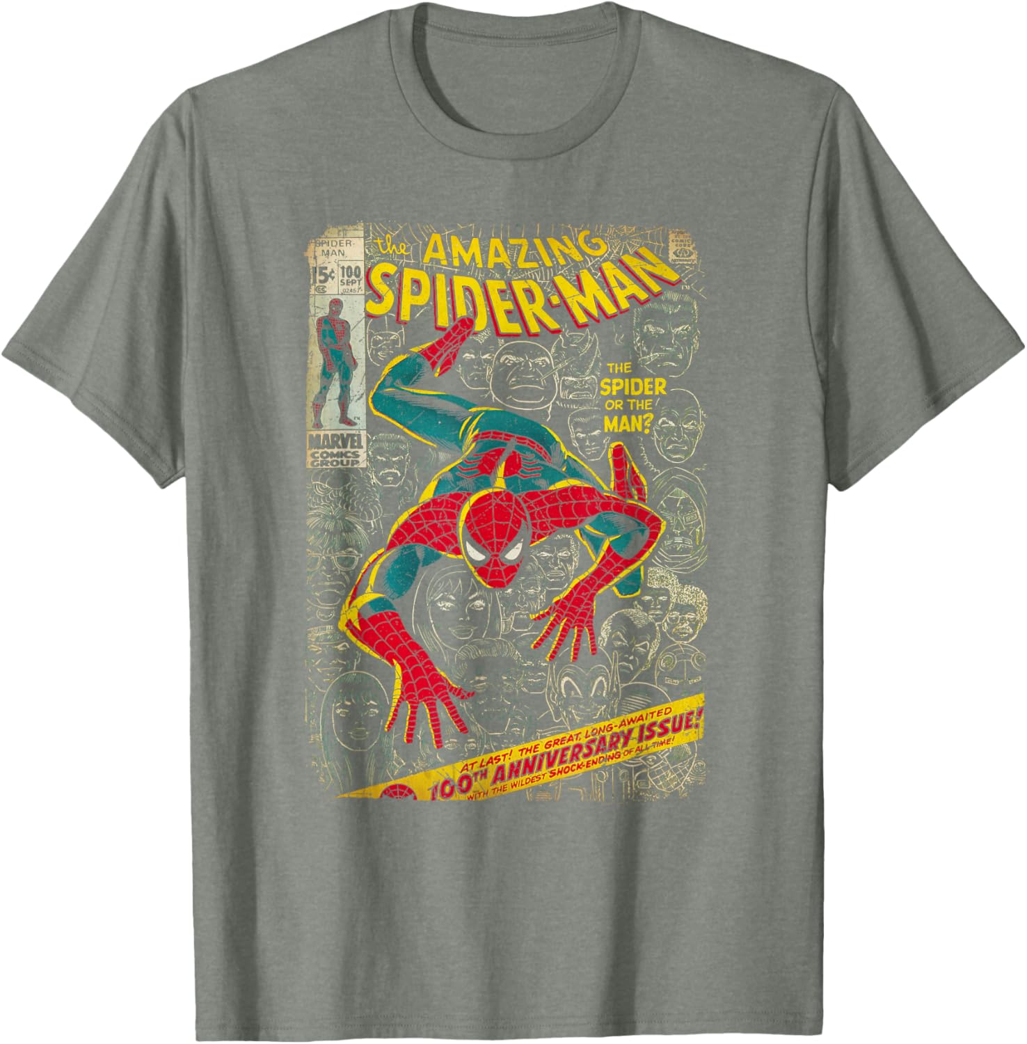 Marvel Spider-Man Comic Book Anniversary Short Sleeve T-Shirt for Fans - 9