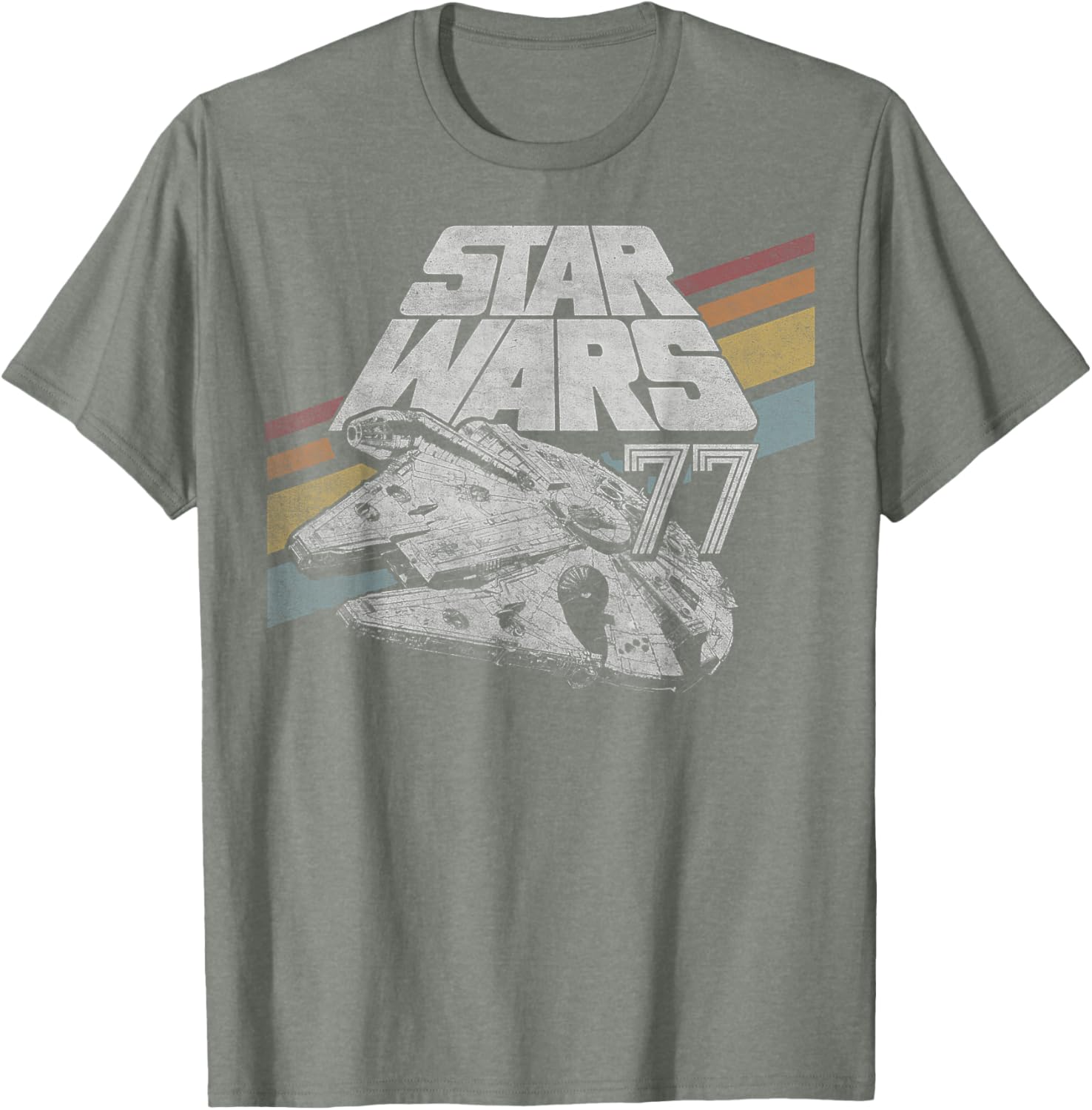 Retro Star Wars Millennium Falcon T-Shirt with Diagonal Stripes for Fans - 12