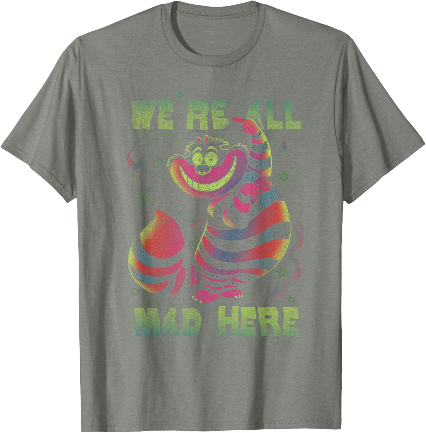Cheshire Cat All Mad Here Neon T-Shirt for Disney Alice in Wonderland Fans - 1