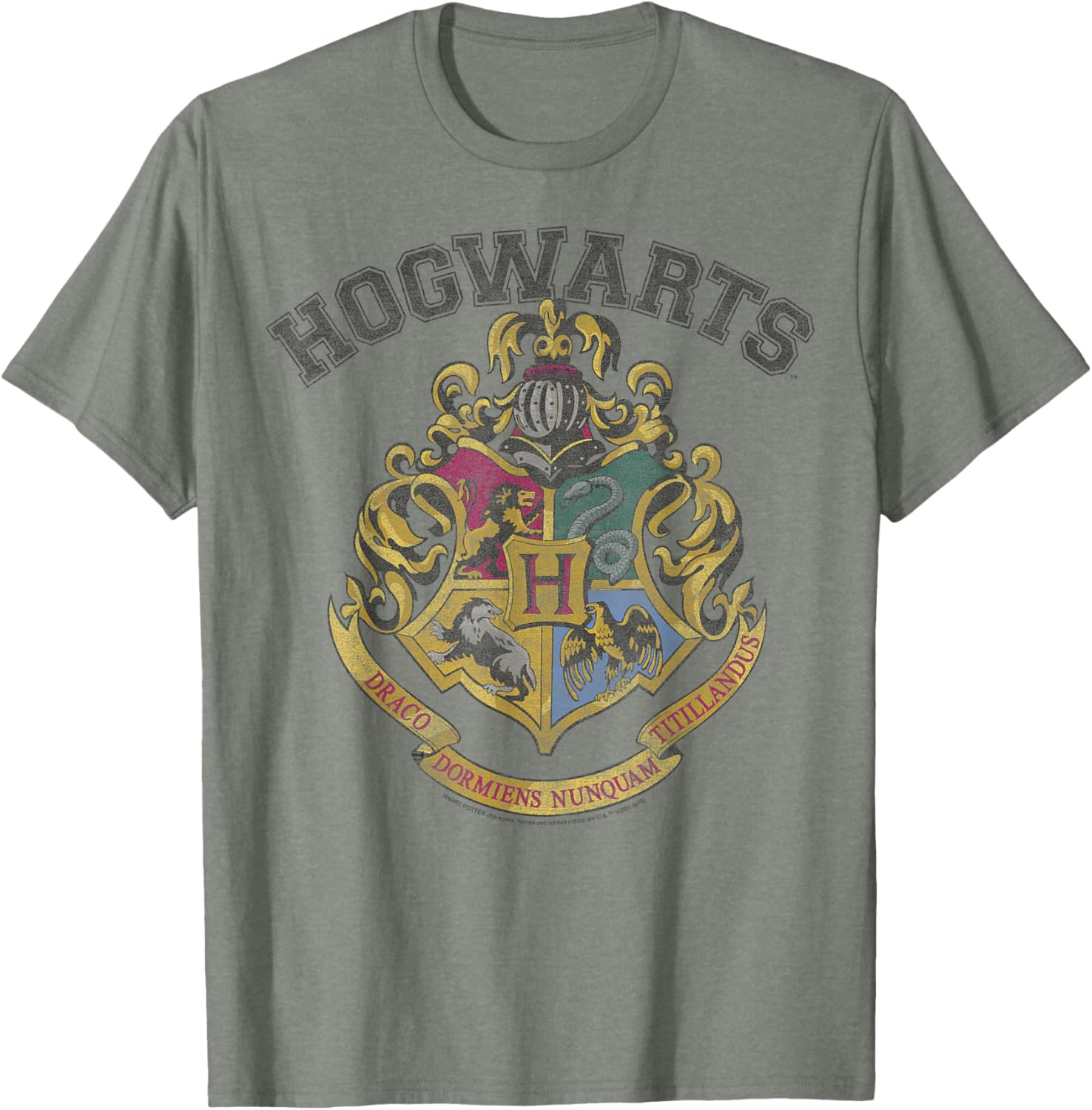 Harry Potter Hogwarts Vintage Crest Short Sleeve T-Shirt for Fans - 9