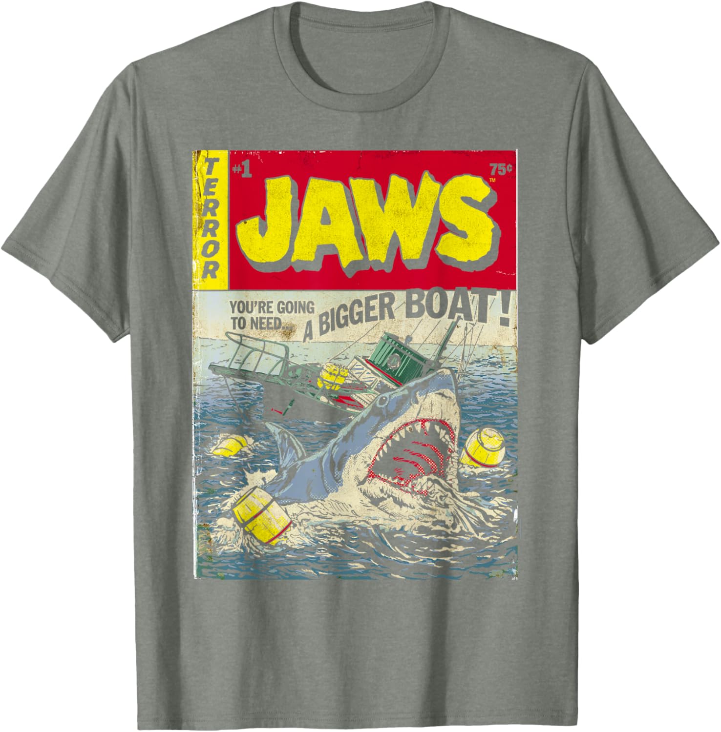Jaws Pulp Attack Comic Cover T-Shirt for Shark Lovers and Fans - 7