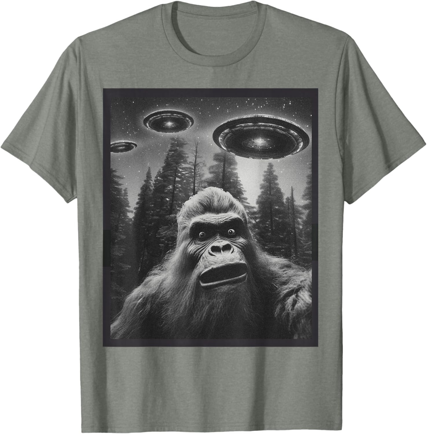 Funny Bigfoot Alien Cat Graphic Tee for Men and Women - Unique T-Shirt - 8