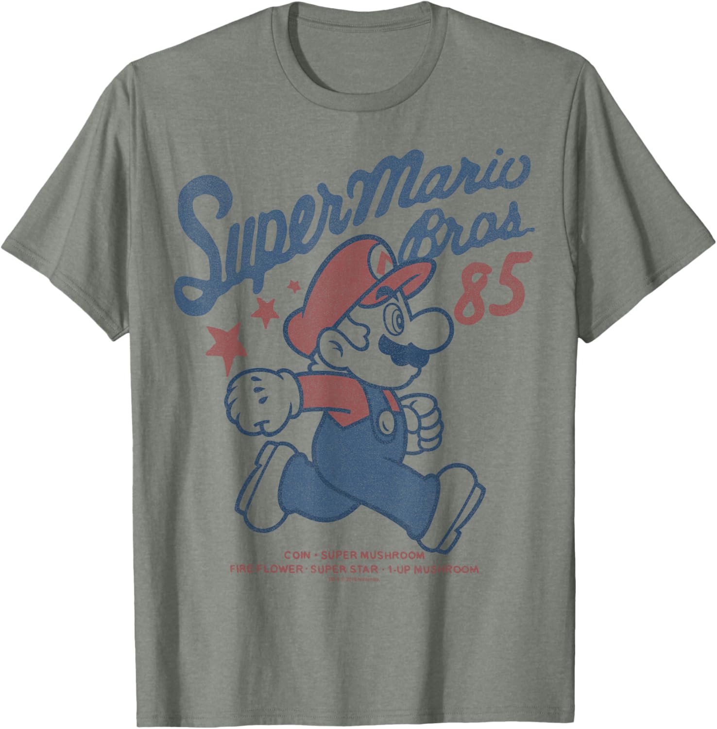 Vintage Nintendo Super Mario Brothers 85 Stars T-Shirt for Gaming Fans - 8
