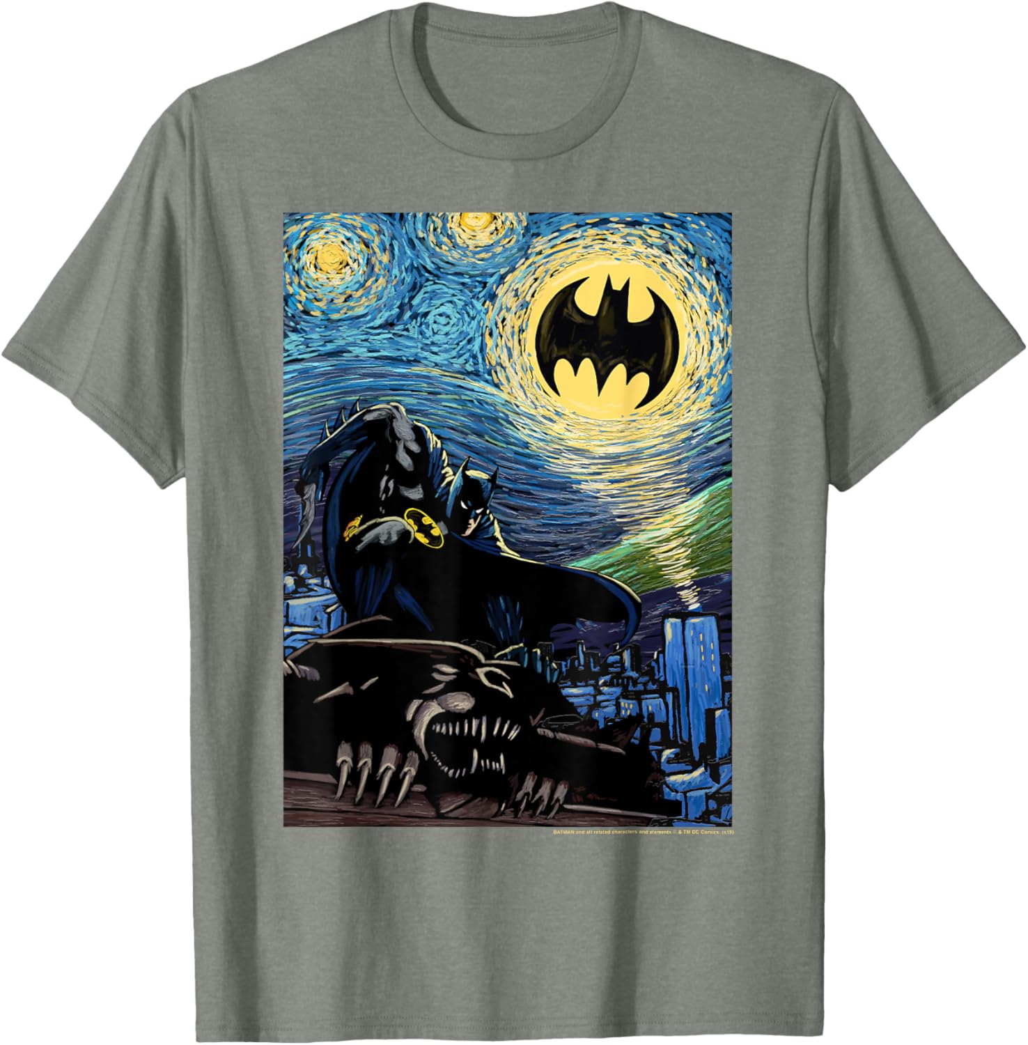 DC Comics Batman Starry Night Style Poster T-Shirt for Fans and Collectors - 10