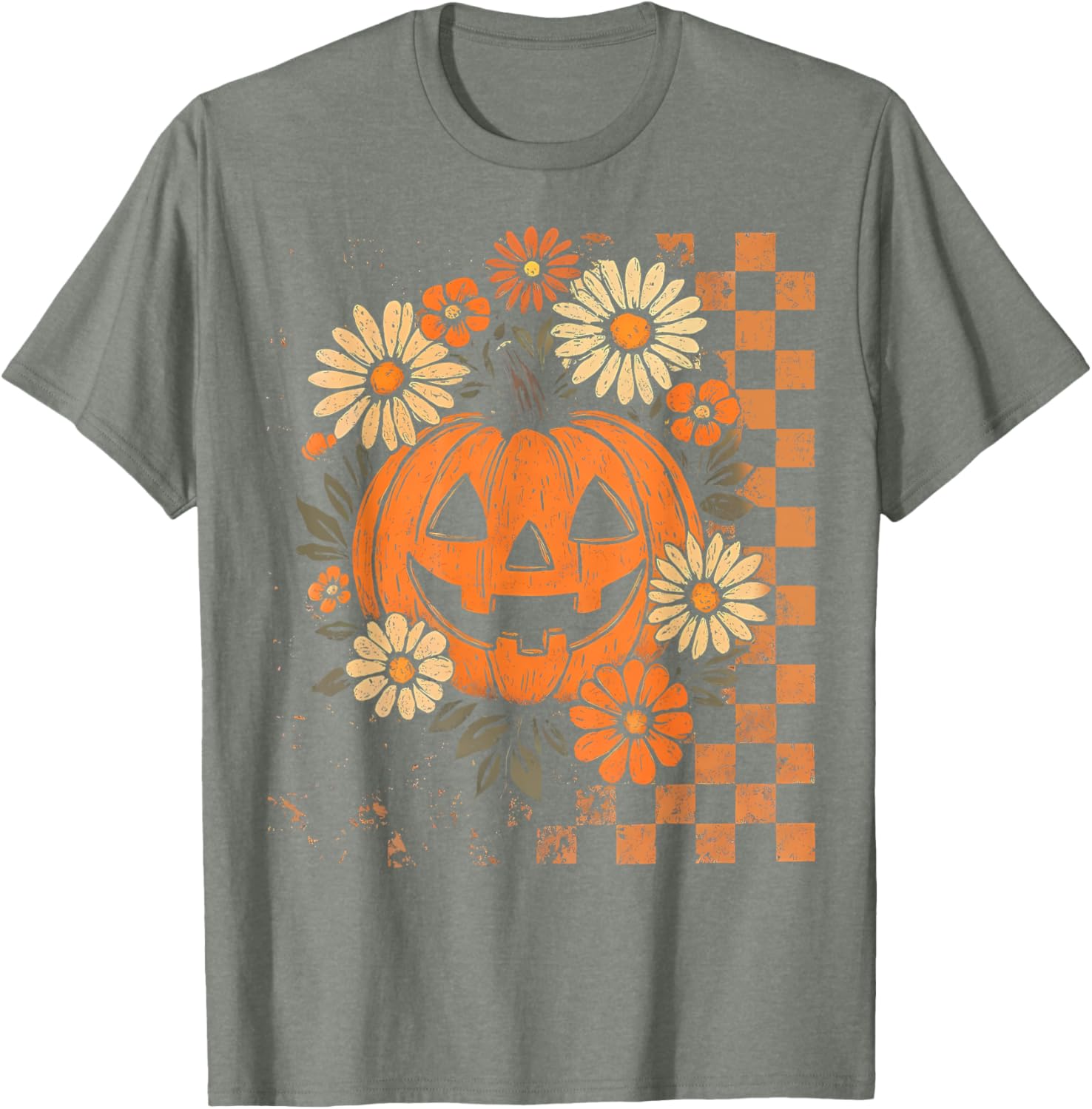 Vintage Floral Boho Pumpkin Halloween T-Shirt for Fall Fun - 5
