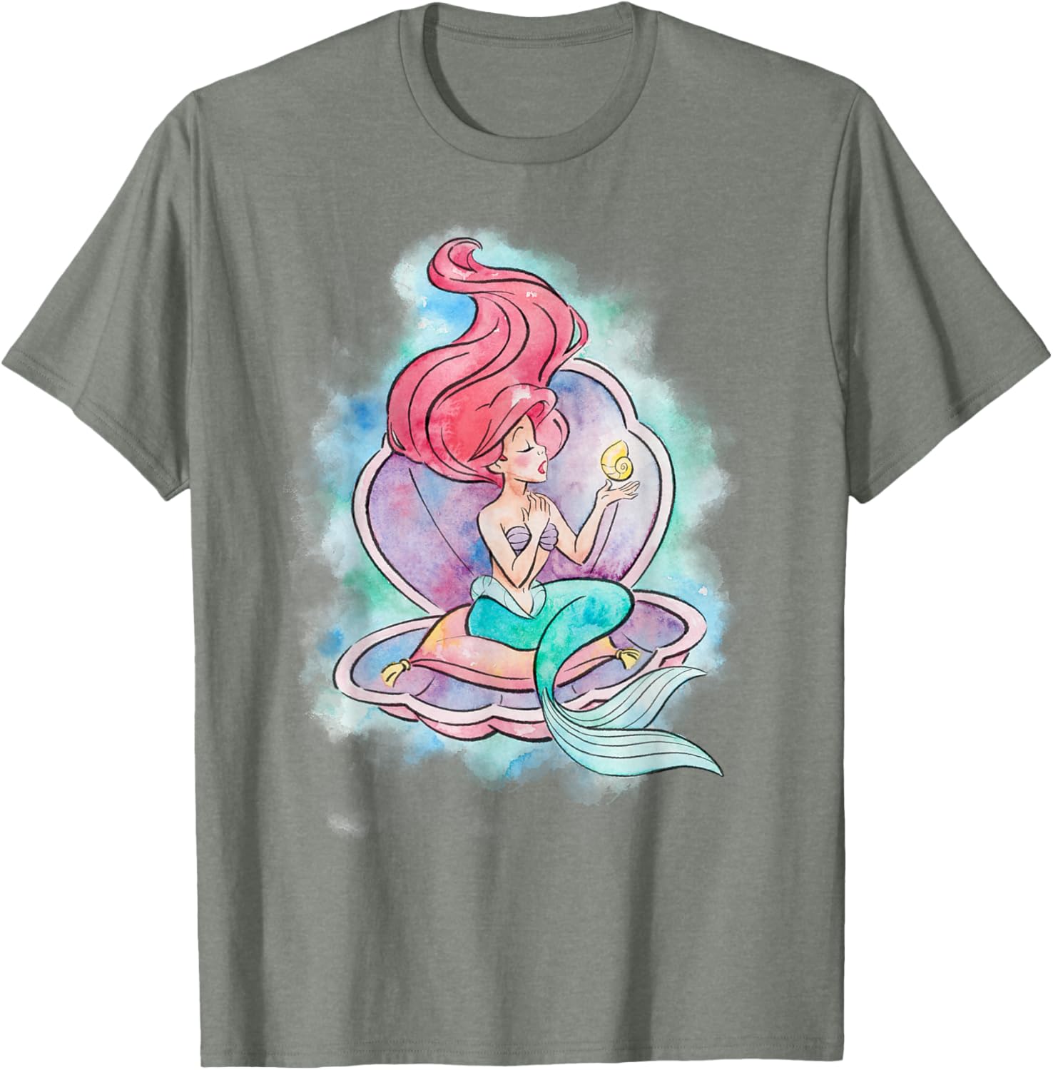 Disney The Little Mermaid Ariel Watercolor Shell T-Shirt for Fans - 7