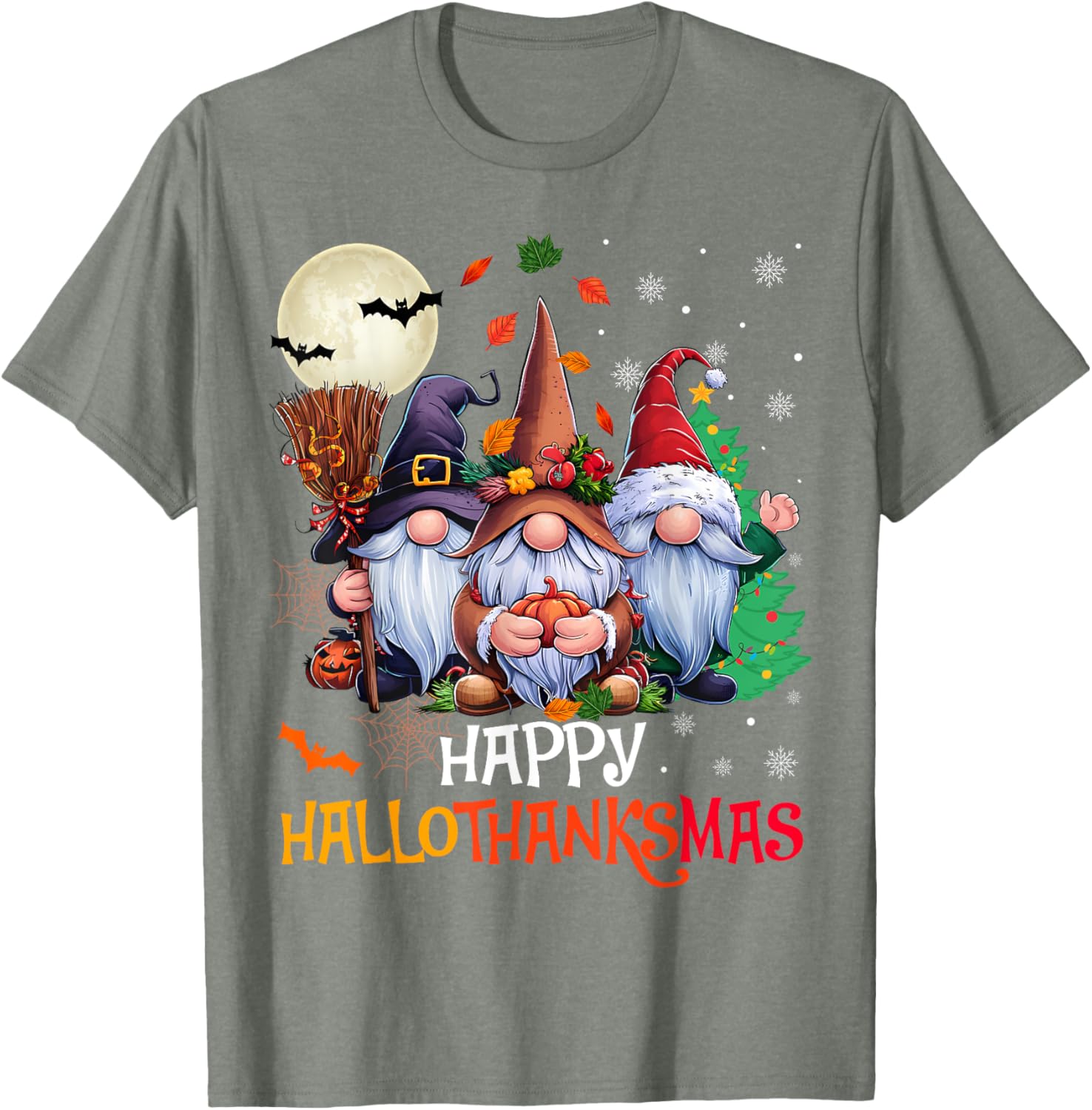 Happy Hallothanksmas Gnomes Lover T-Shirt for Halloween and Christmas - 3