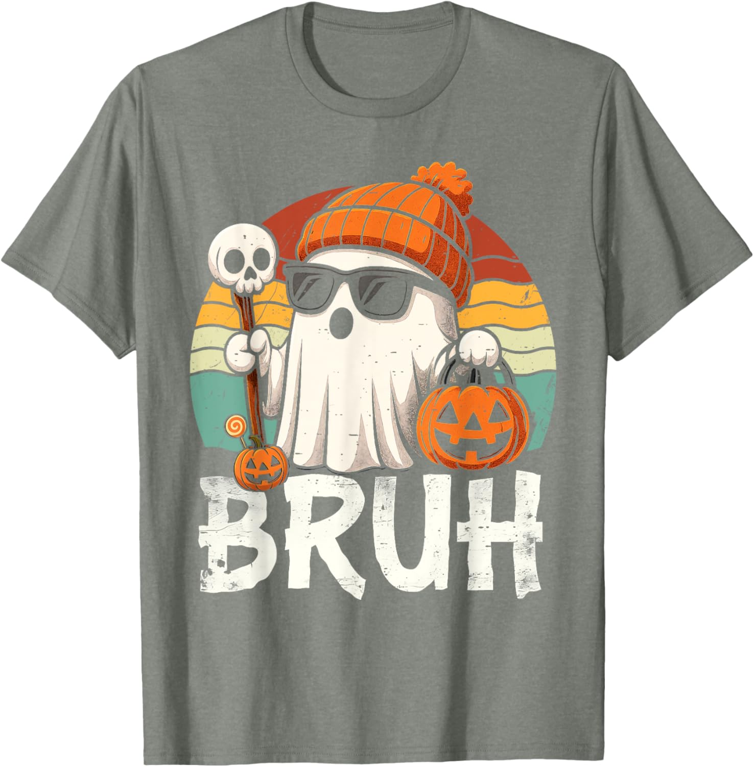 Cute Bruh Ghost Trick or Treat Kids T-Shirt for Halloween Fun - 23