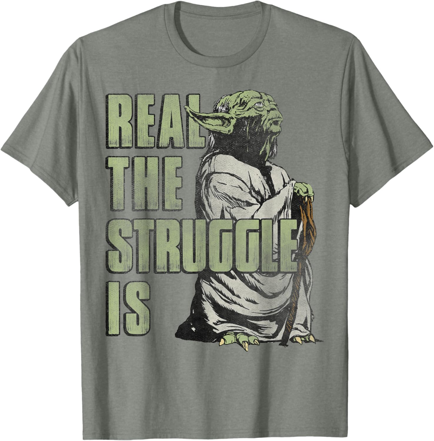 Star Wars Yoda Graphic T-Shirt The Struggle Is Real Fun Apparel - 4