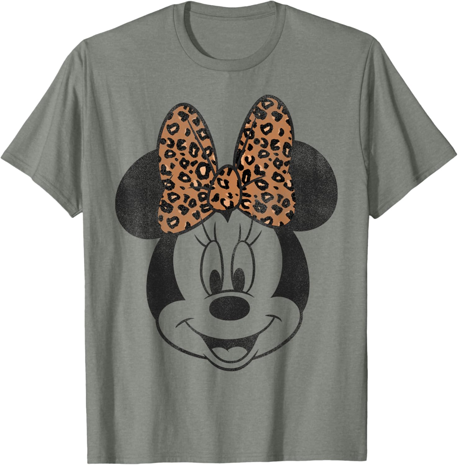 Vintage Disney Minnie Mouse Distressed Leopard Bow T-Shirt for Women - 6