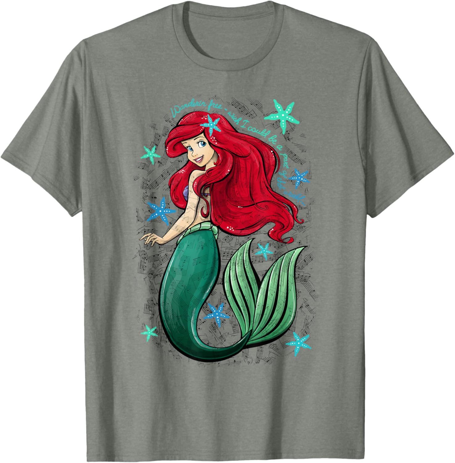 Disney Little Mermaid Ariel Music Notes T-Shirt for Fans of Disney Magic - 7