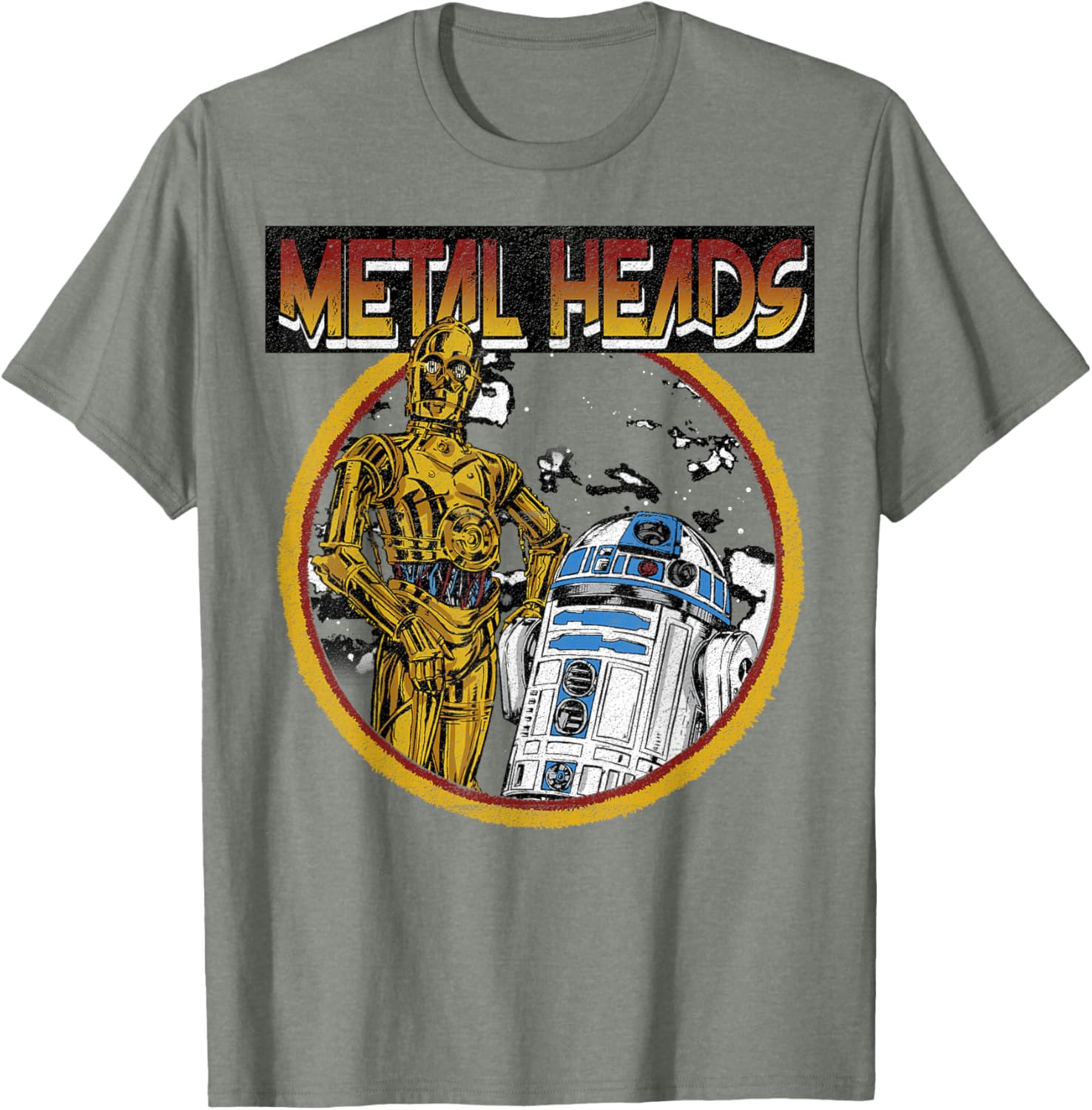 Star Wars R2-D2 C-3PO Metal Heads Circle Portrait T-Shirt for Fans - 8