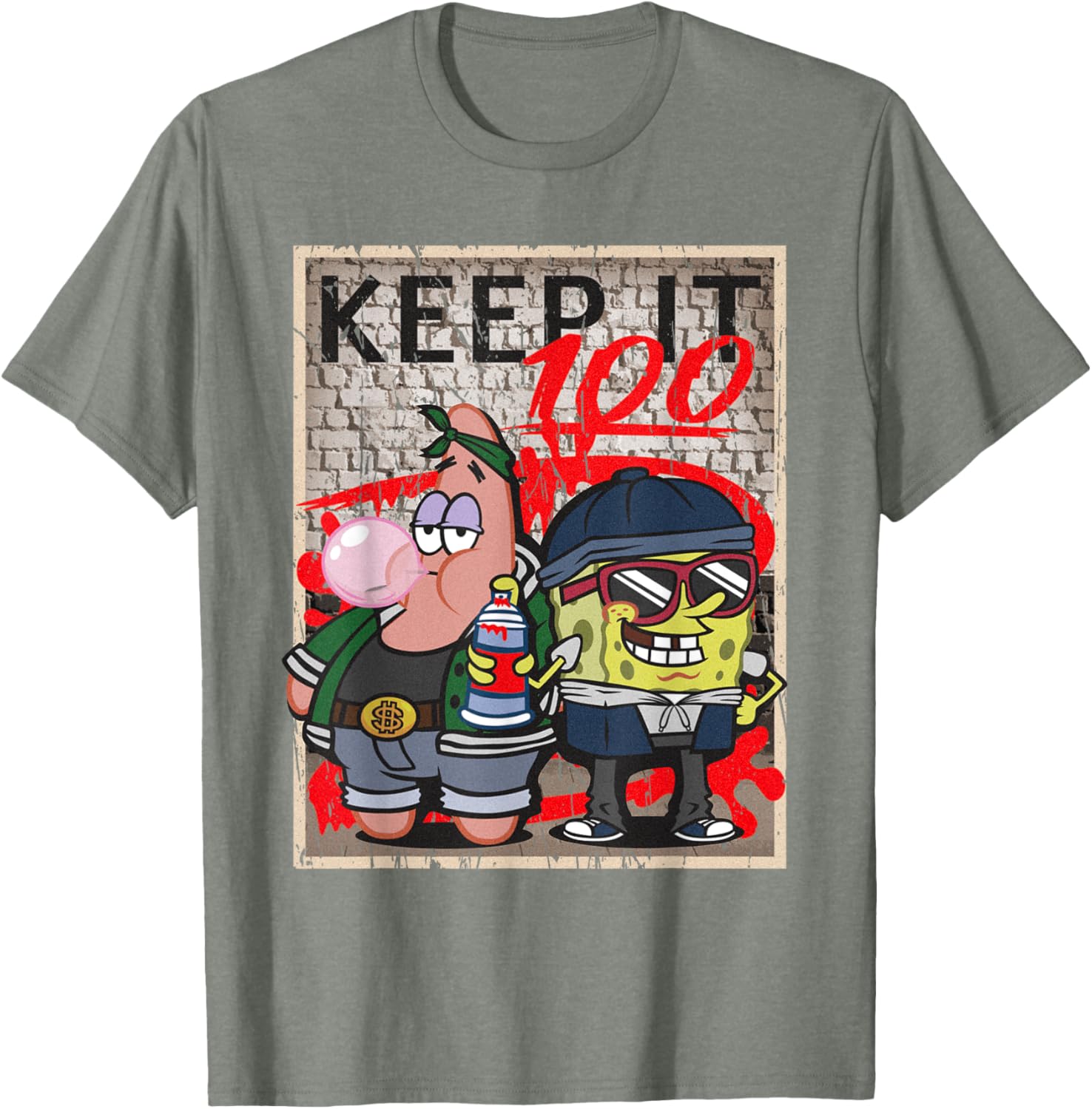 Mademark x SpongeBob SquarePants Hip Hop Graffiti T-Shirt for Fans - 19