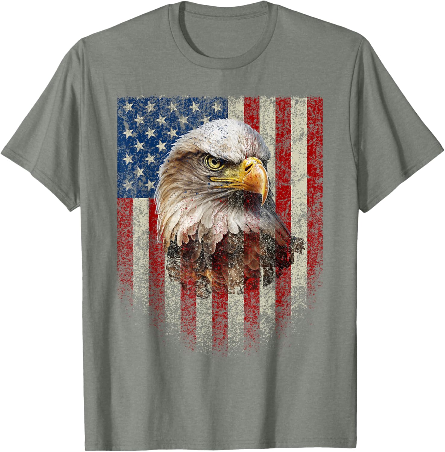 American Flag Bald Eagle T-Shirt Patriotic Red White Blue Apparel - 25