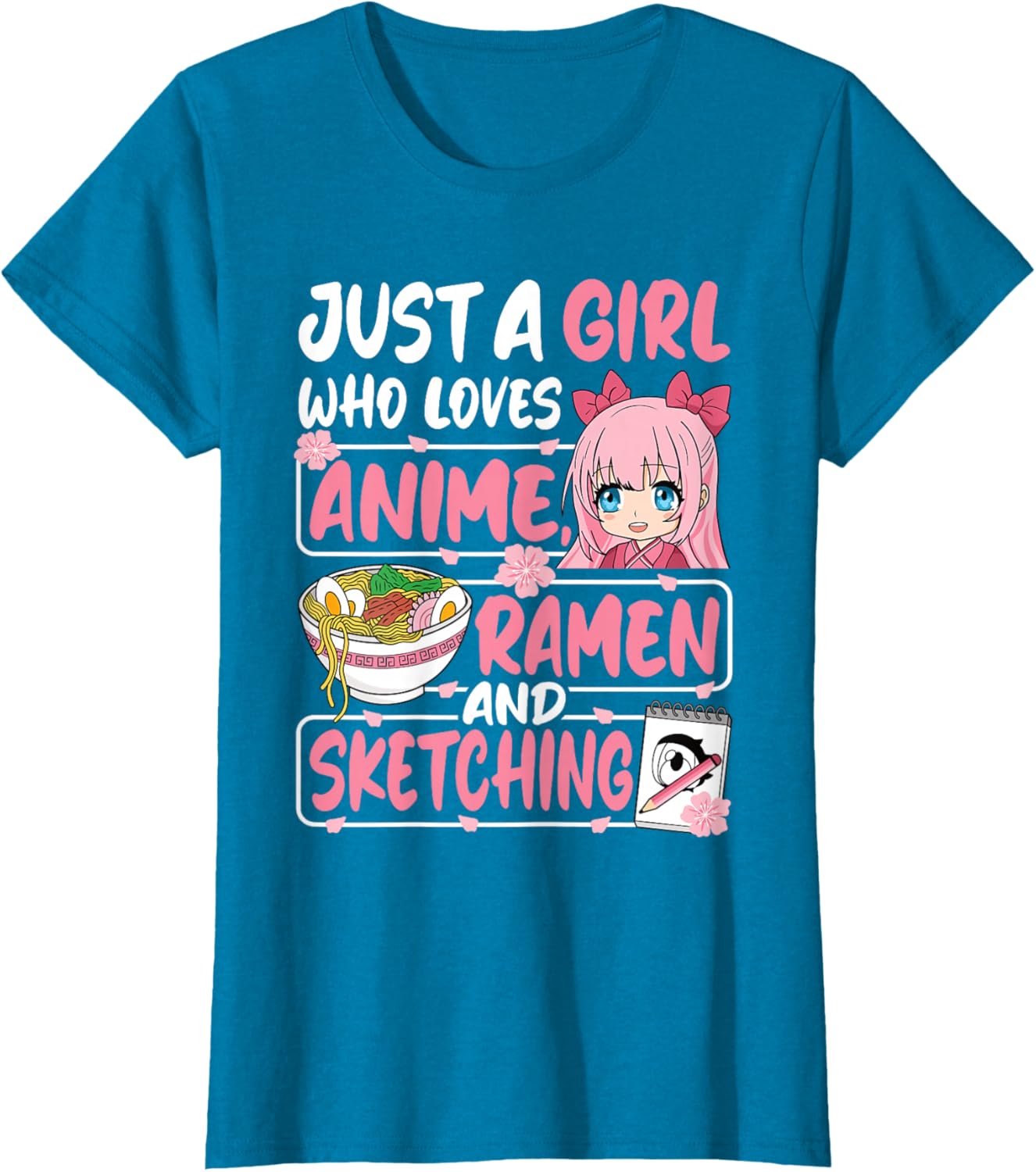 Cute Anime Ramen Sketching T-Shirt for Girls Who Love Japan Culture - 1