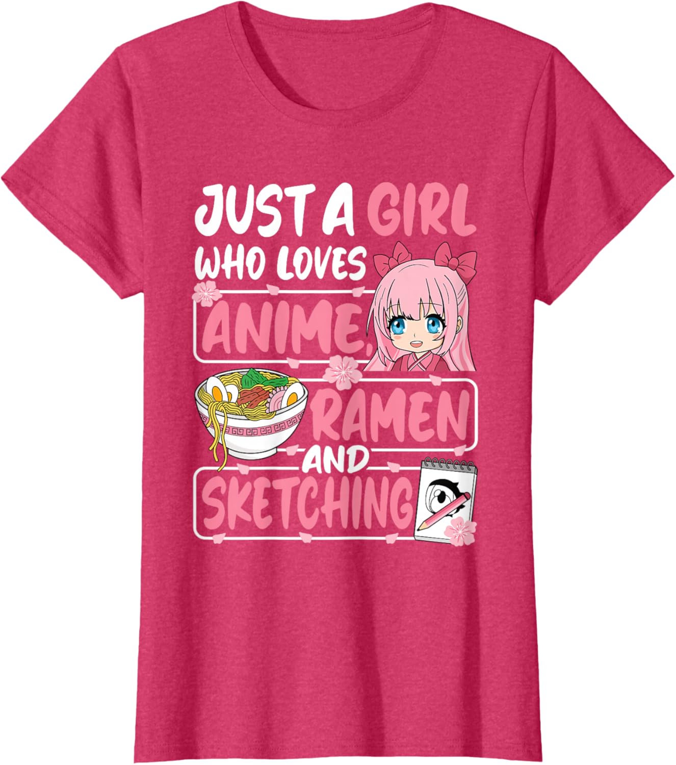 Cute Anime Ramen Sketching T-Shirt for Girls Who Love Japan Culture - 13