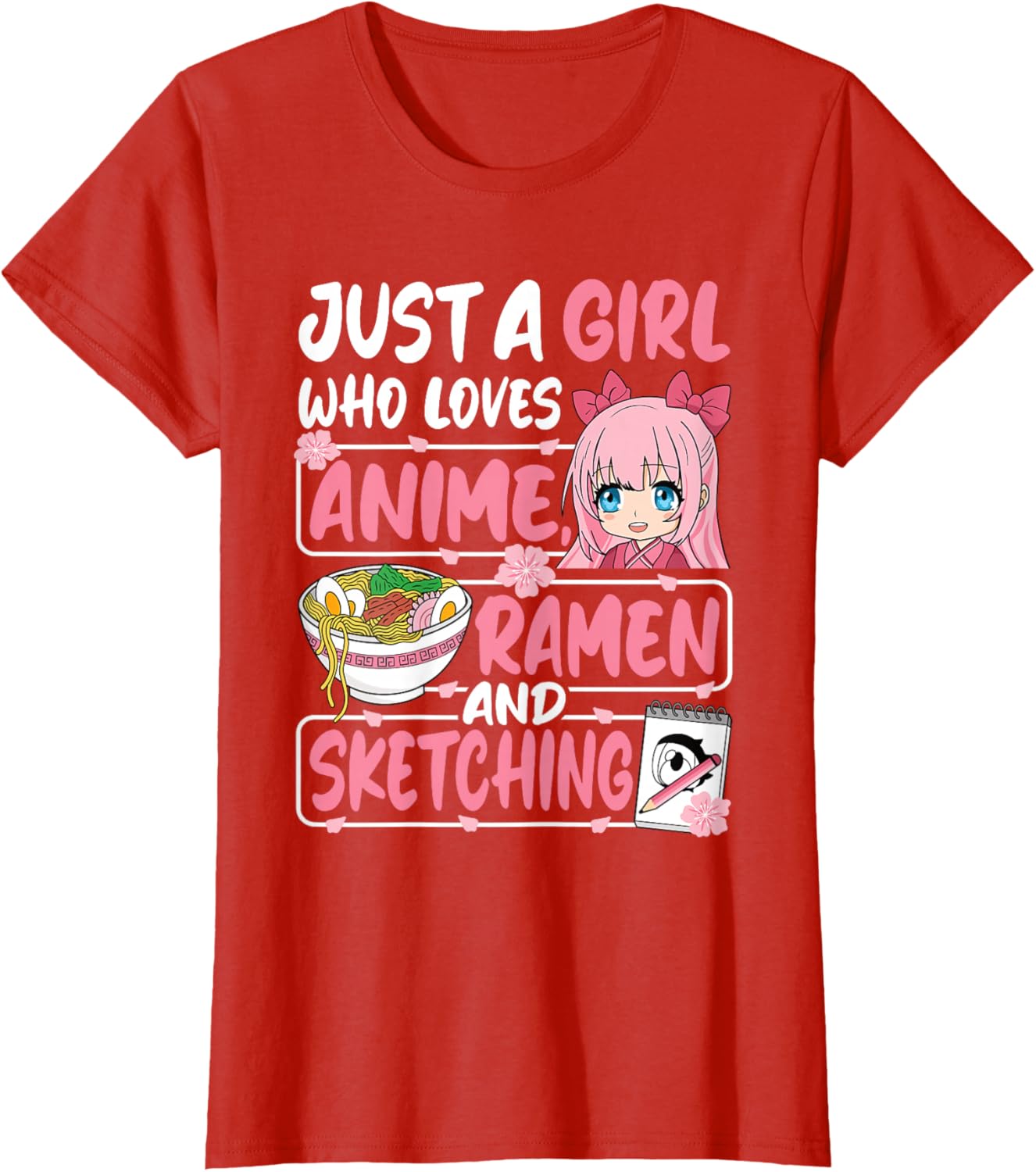 Cute Anime Ramen Sketching T-Shirt for Girls Who Love Japan Culture - 12