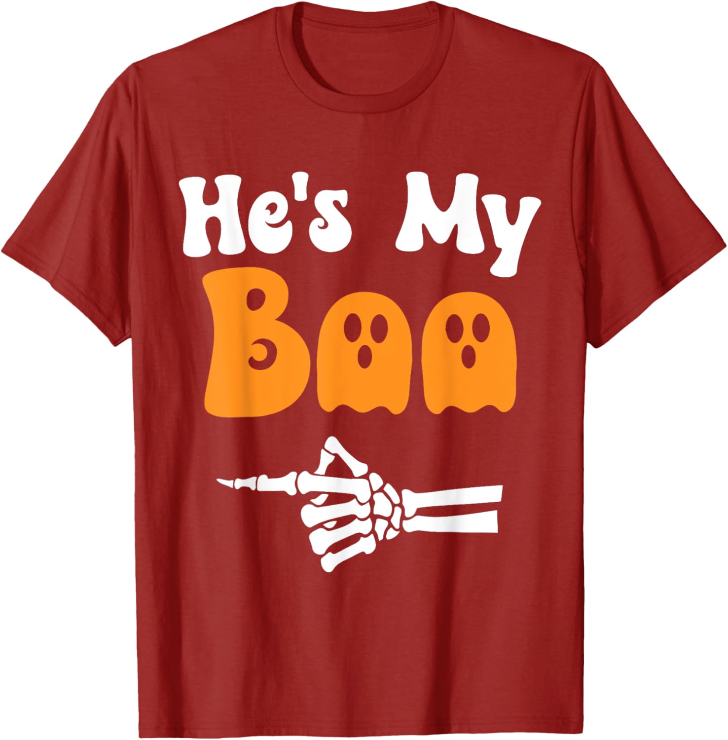 Matching Halloween Pajama Couples T-Shirt He's My Boo Fun Sleepwear - 1