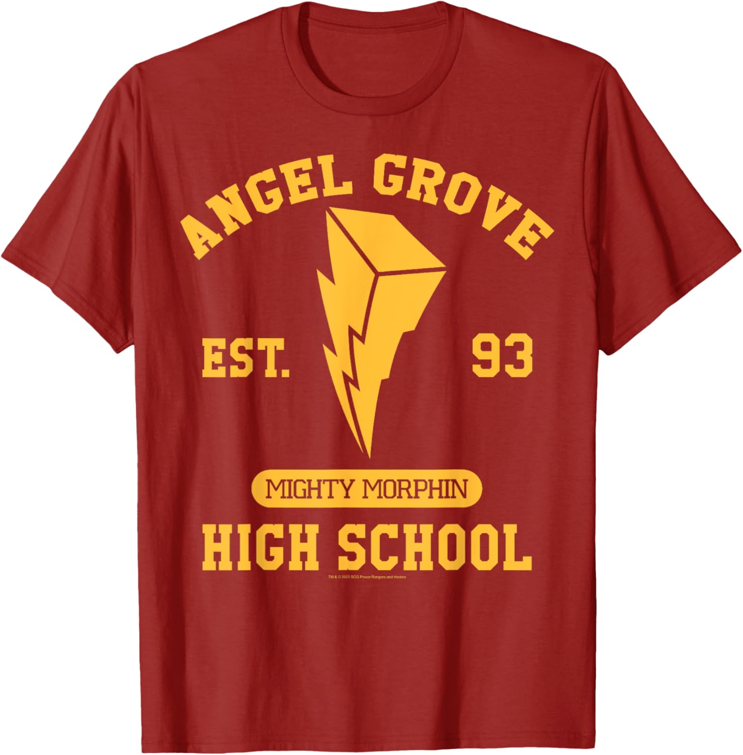 Power Rangers Angel Grove High School Gold T-Shirt - Fun Collegiate Apparel - 11