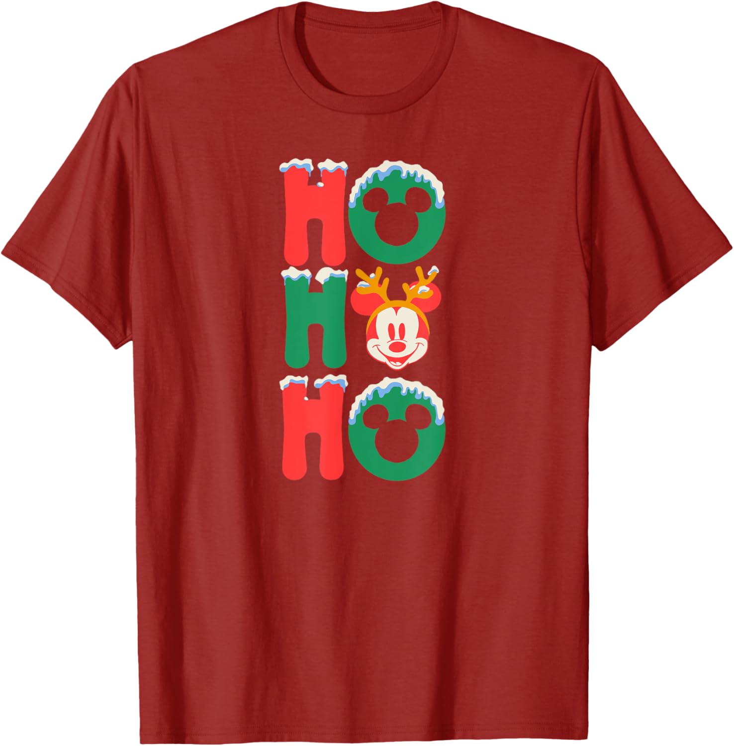 Mickey Mouse Ho Ho Ho Antlers Christmas T-Shirt for Men, Black Small - 2