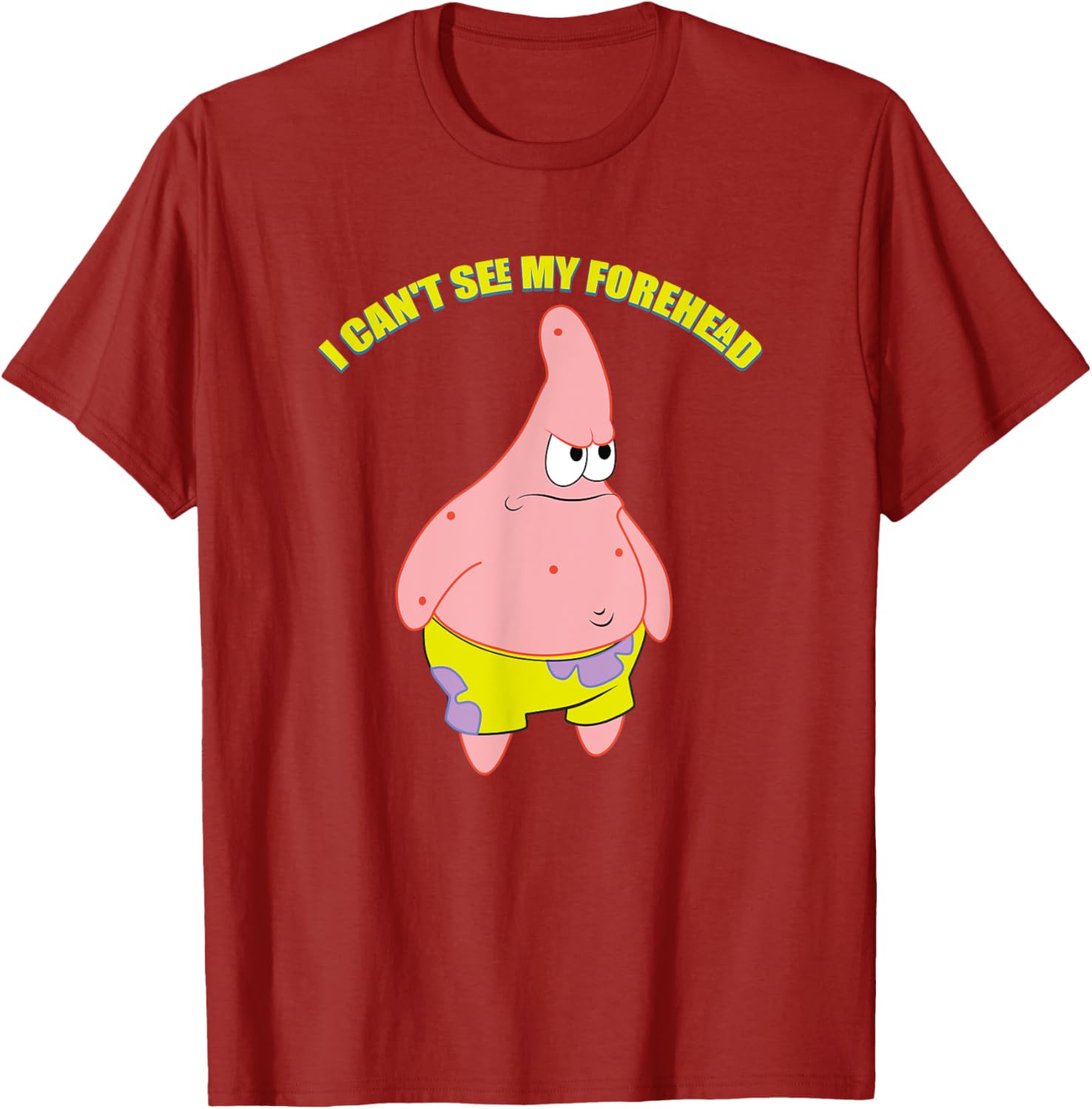 Mademark Patrick Star T-Shirt - Funny I Can't See My Forehead Design - 10