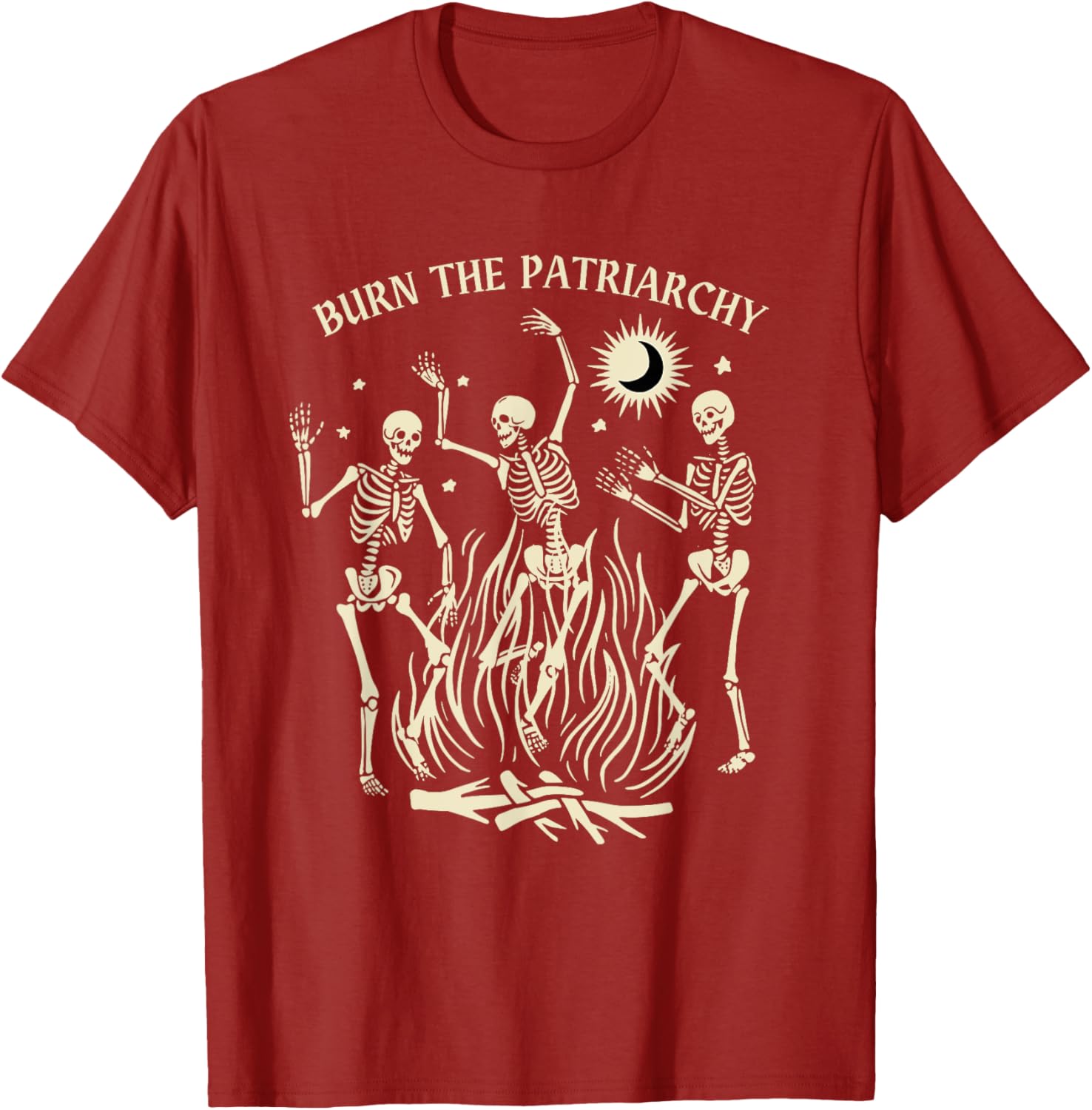 Funny Feminist Halloween T-Shirt Burn The Patriarchy Black Tee for Women - 1