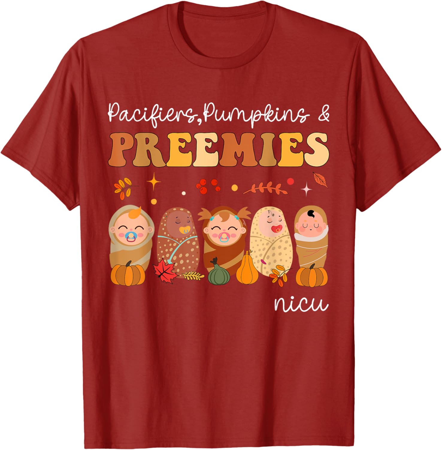 Cute Pumpkin Design NICU Nurse Halloween T-Shirt for Preemies and Caregivers - 12