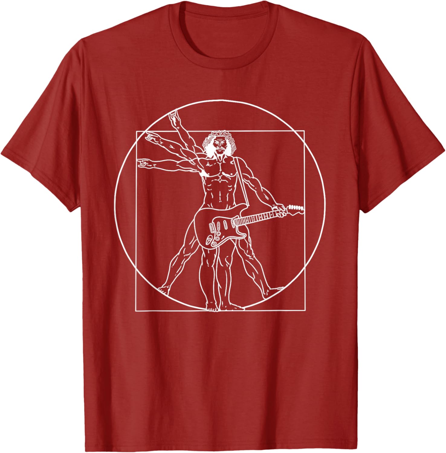Guitar Da Vinci Vitruvian Man Musician T-Shirt for Guitar Lovers - 13