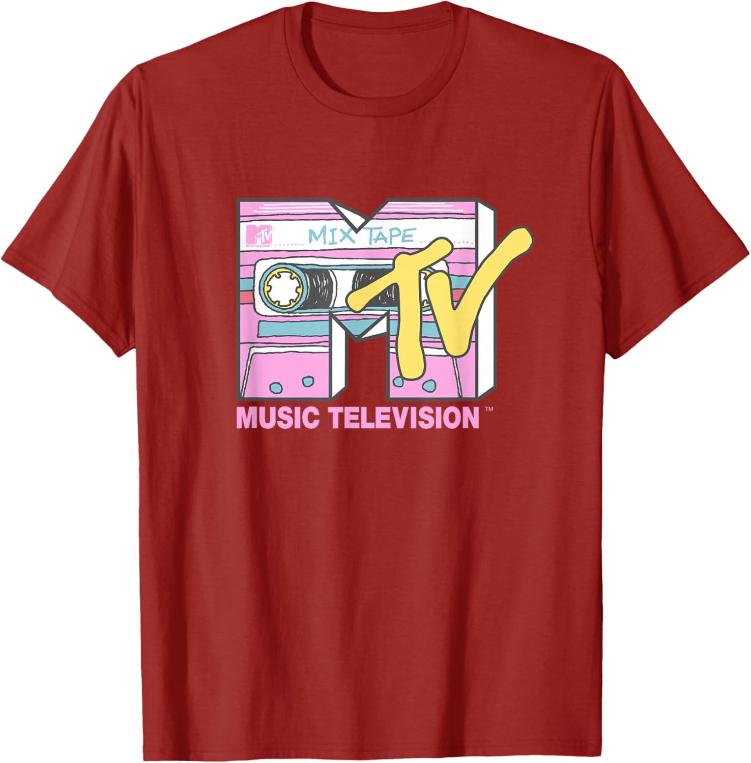 MTV Retro Neon Mix Tape T-Shirt Vintage Cassette Sketch Style - 11