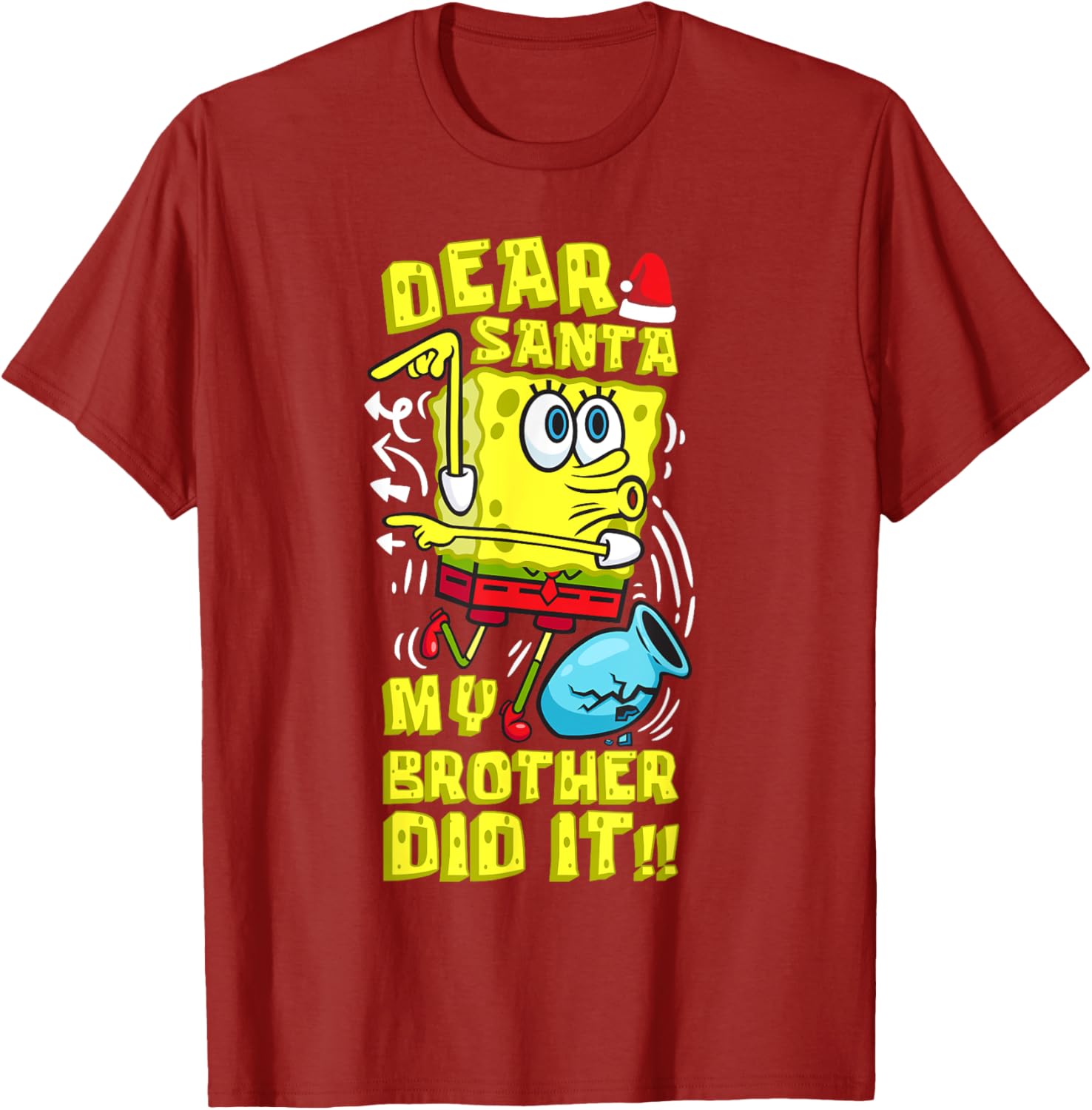 SpongeBob Christmas Dear Santa T-Shirt for Siblings Fun Humor - 1