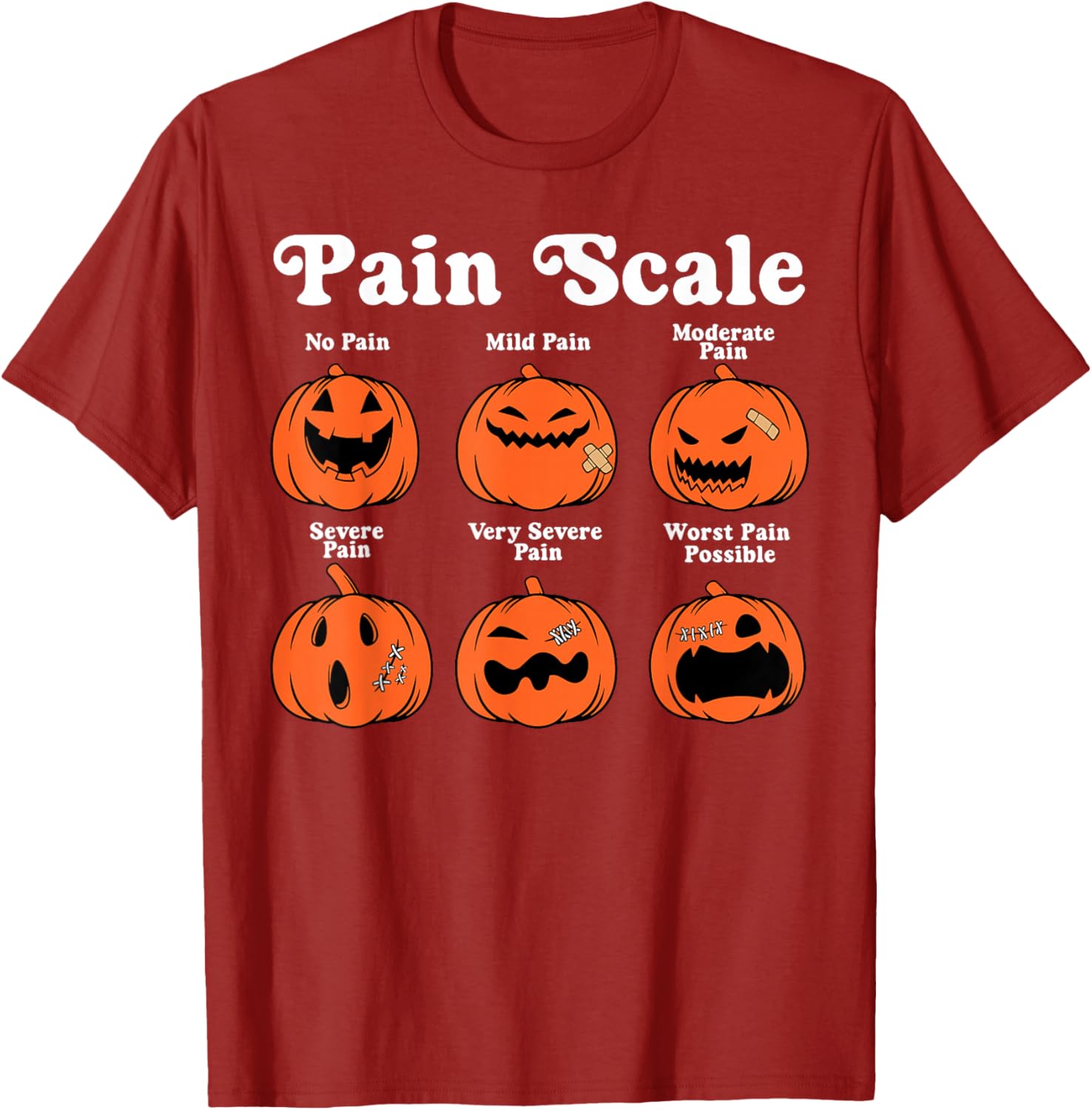 Spooky Pumpkin Pain Scale Nurse Triage Halloween T-Shirt for Fall Fun - 10