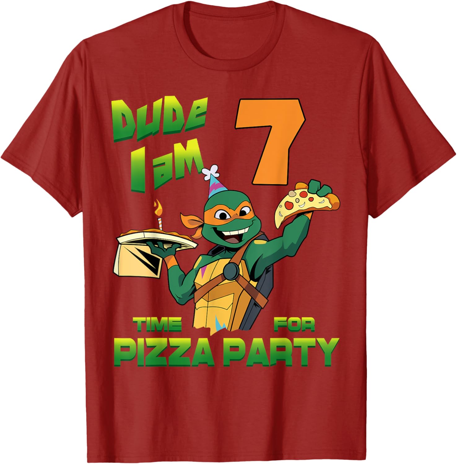 Mademark TMNT Birthday T-Shirt for Kids - Mikey Pizza Party 7 Years Old - 11